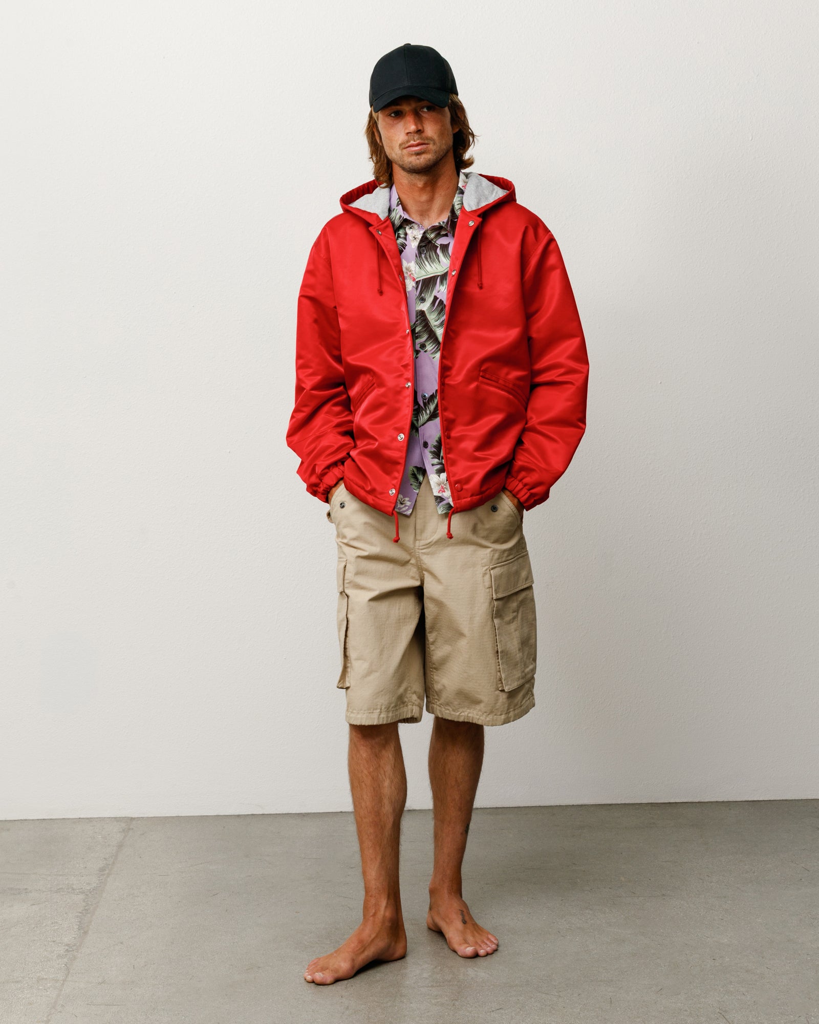Hooded Coaches Jacket – Red | Outerwear | Stüssy Canada
