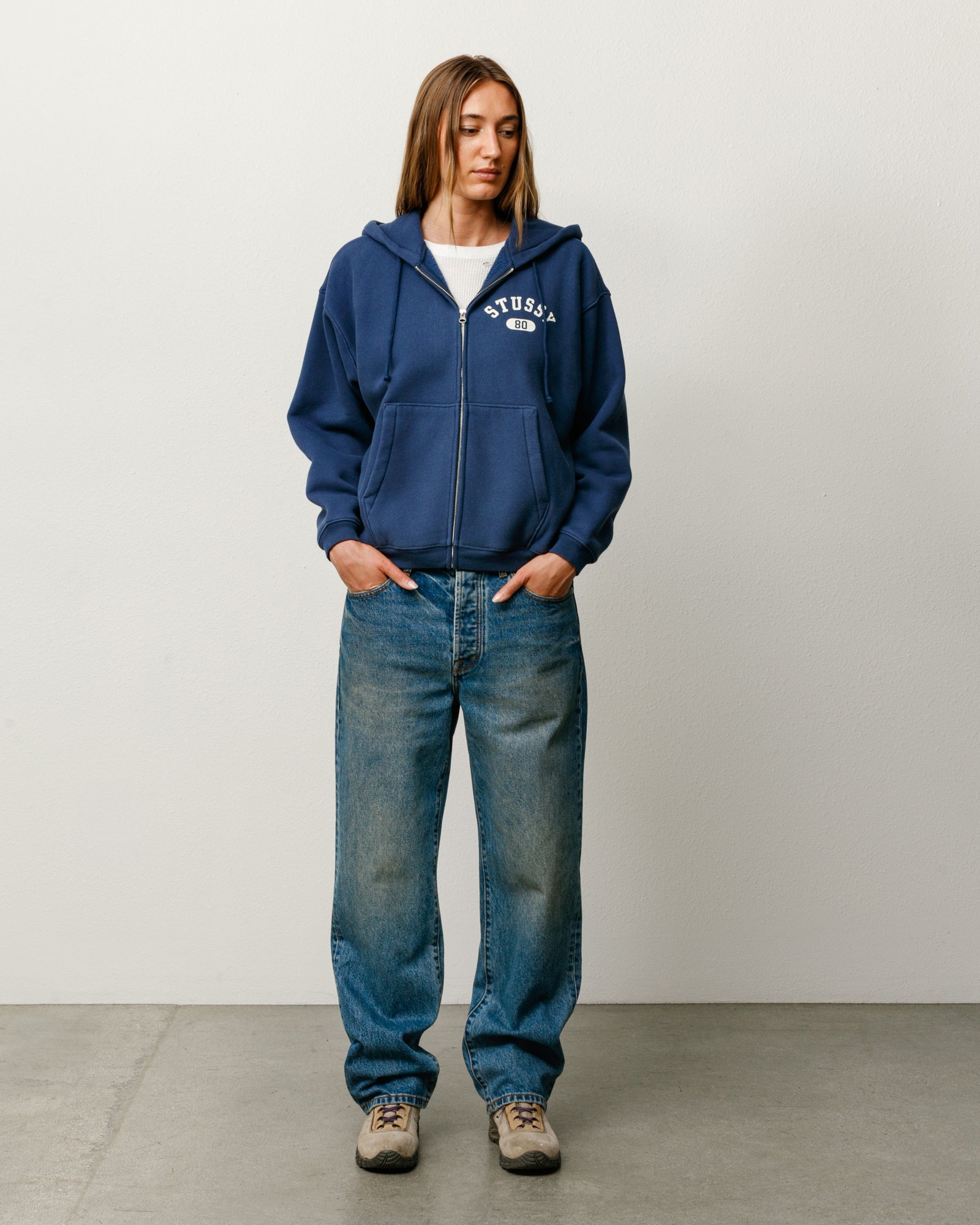 Varsity Zip Hoodie - Navy | Zip-up Fleece | Stüssy Canada