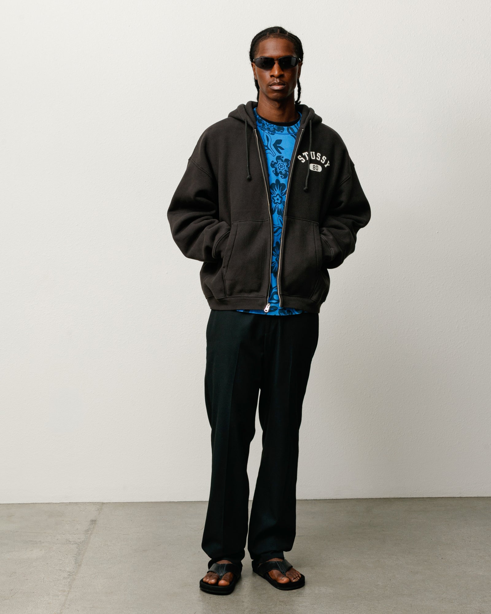 Varsity Zip Hoodie - Washed Black | Zip-up Fleece | Stüssy Canada