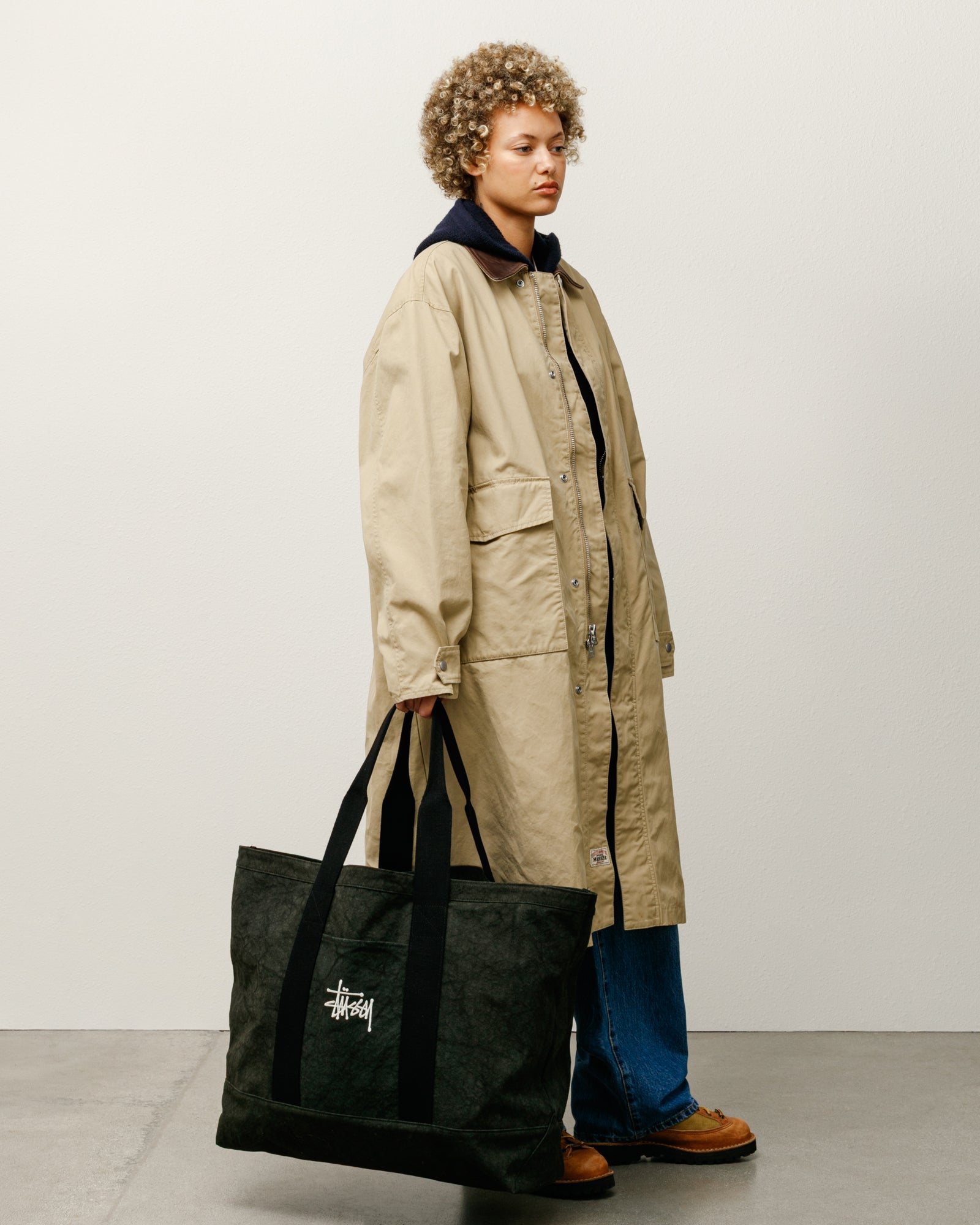 【Stussy】CANVAS EXTRA LARGE TOTE BAG Stussy Canvas Extra Large Tote Bag Washed Black Men's - SS24