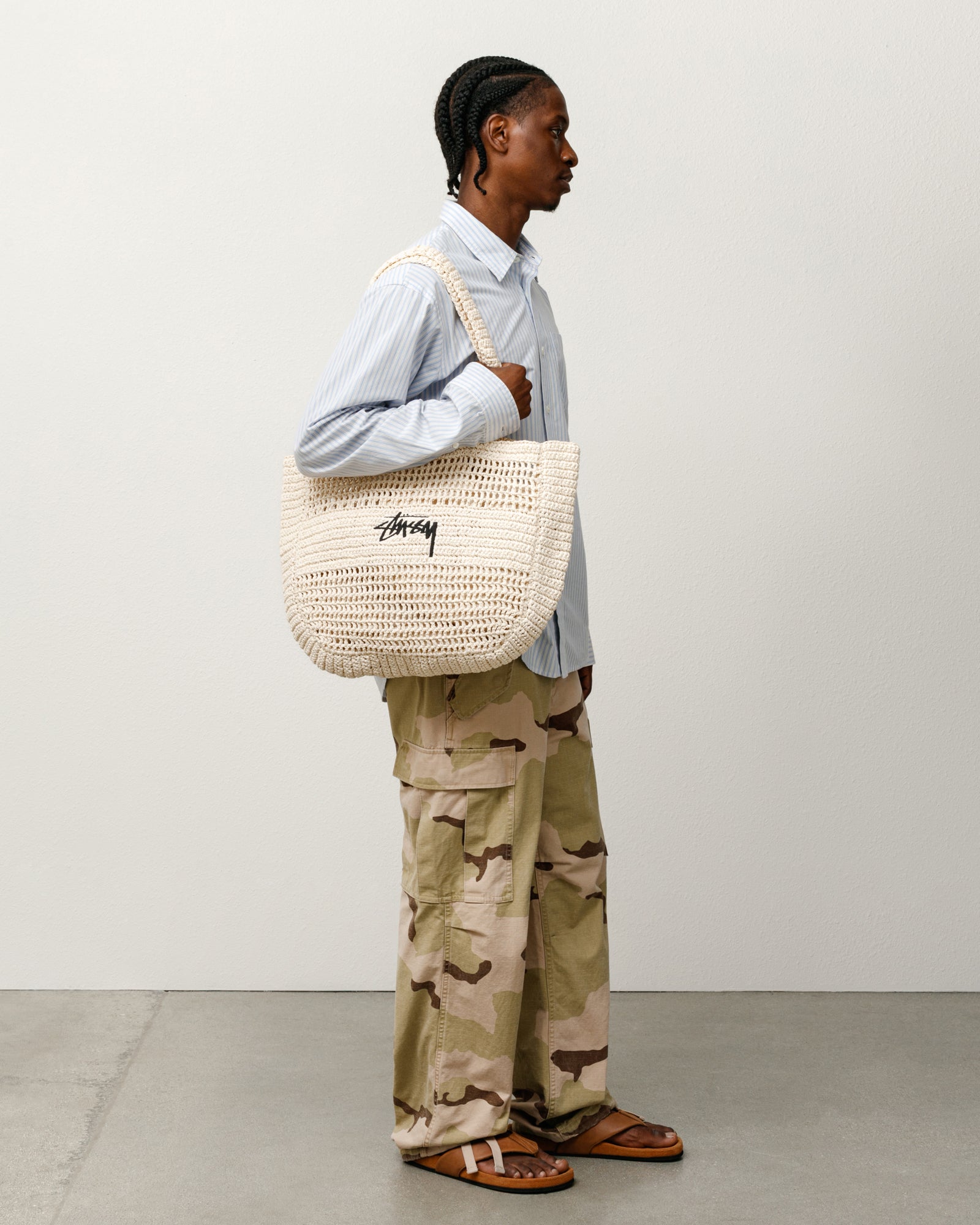バッグ STUSSY RAFFIA TOTE BAG Ivory Woven Tote Bag – Ivory | Accessories | Stüssy Canada