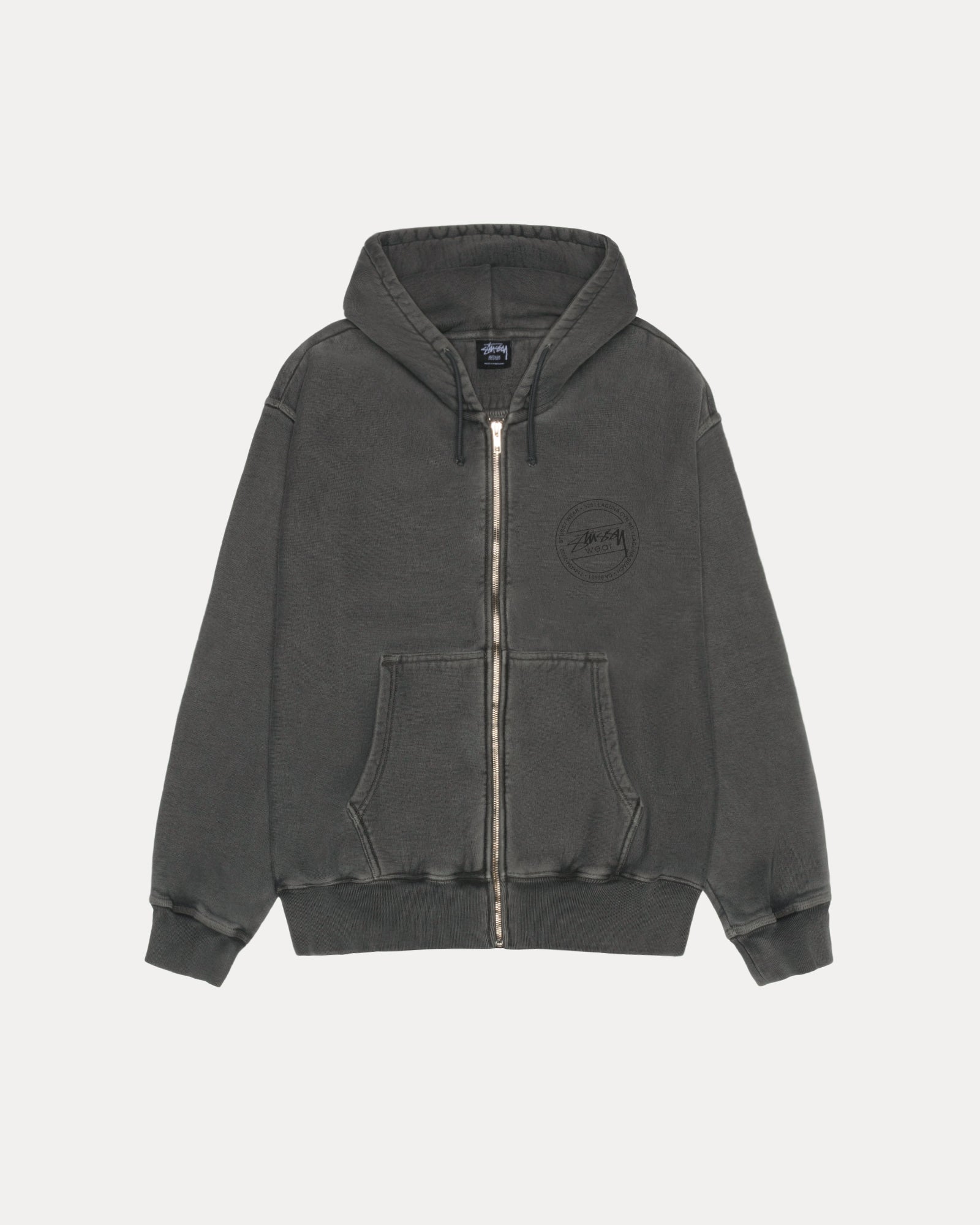 ★【Stussy】★SMOOTH STOCK ZIP HOODIE PIGMENT DYED★Black Stüssy Wear Zip Hoodie Pigment Dyed – Black | Sweats