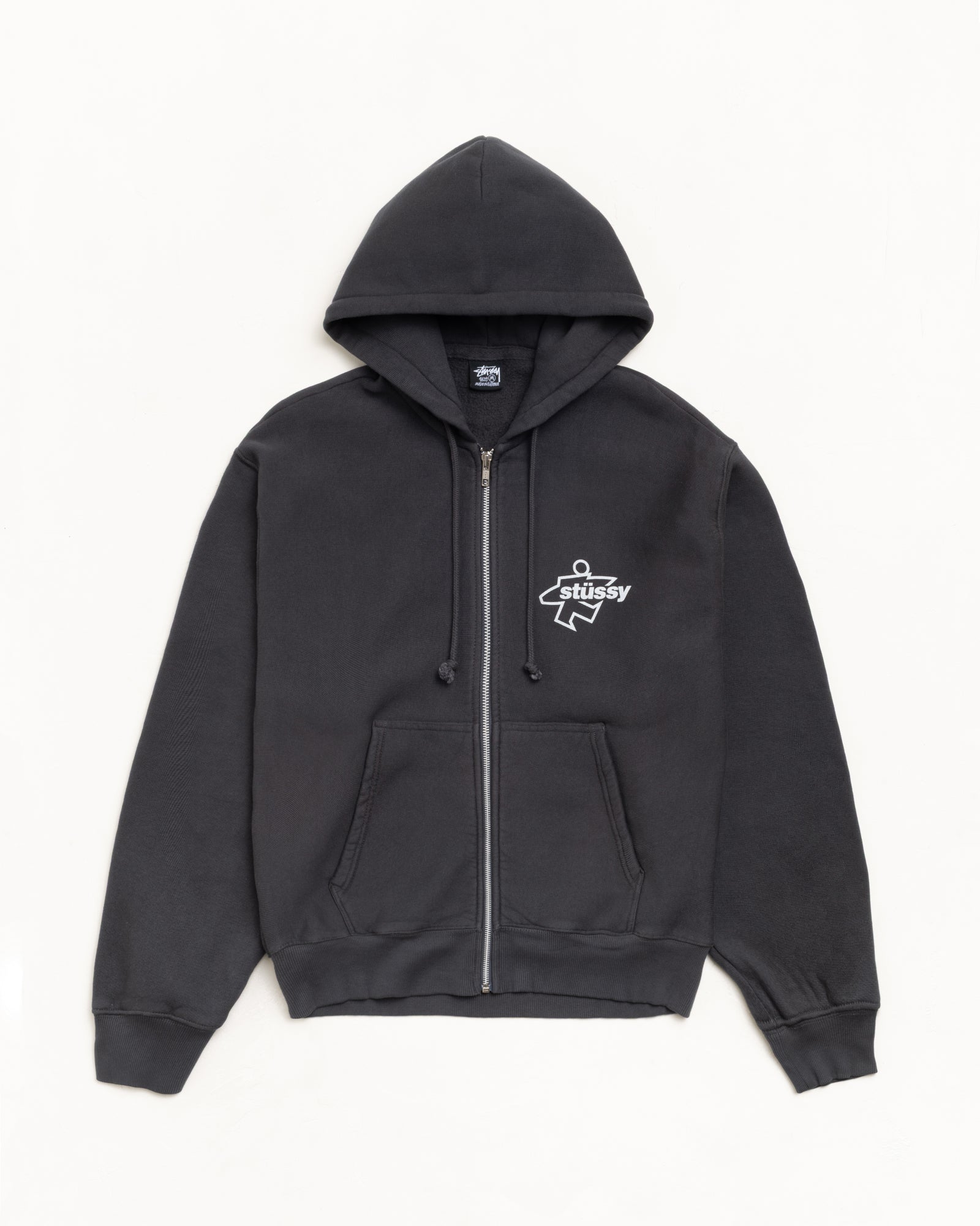 Surf Size Zip Hoodie – Faded Black | Sweats | Stüssy Canada