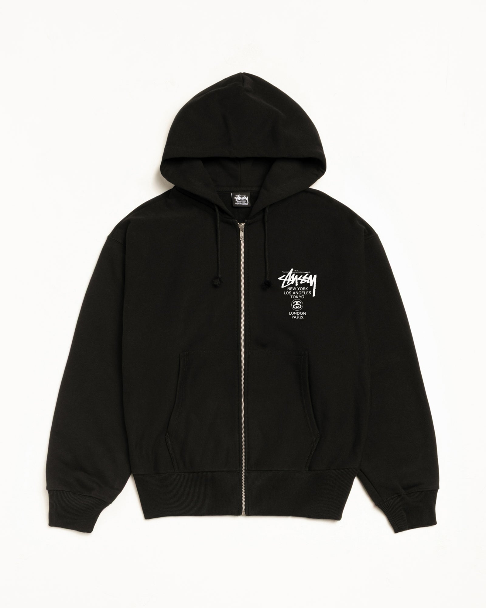 World Tour Zip Hoodie – Black | Sweats | Stüssy Canada