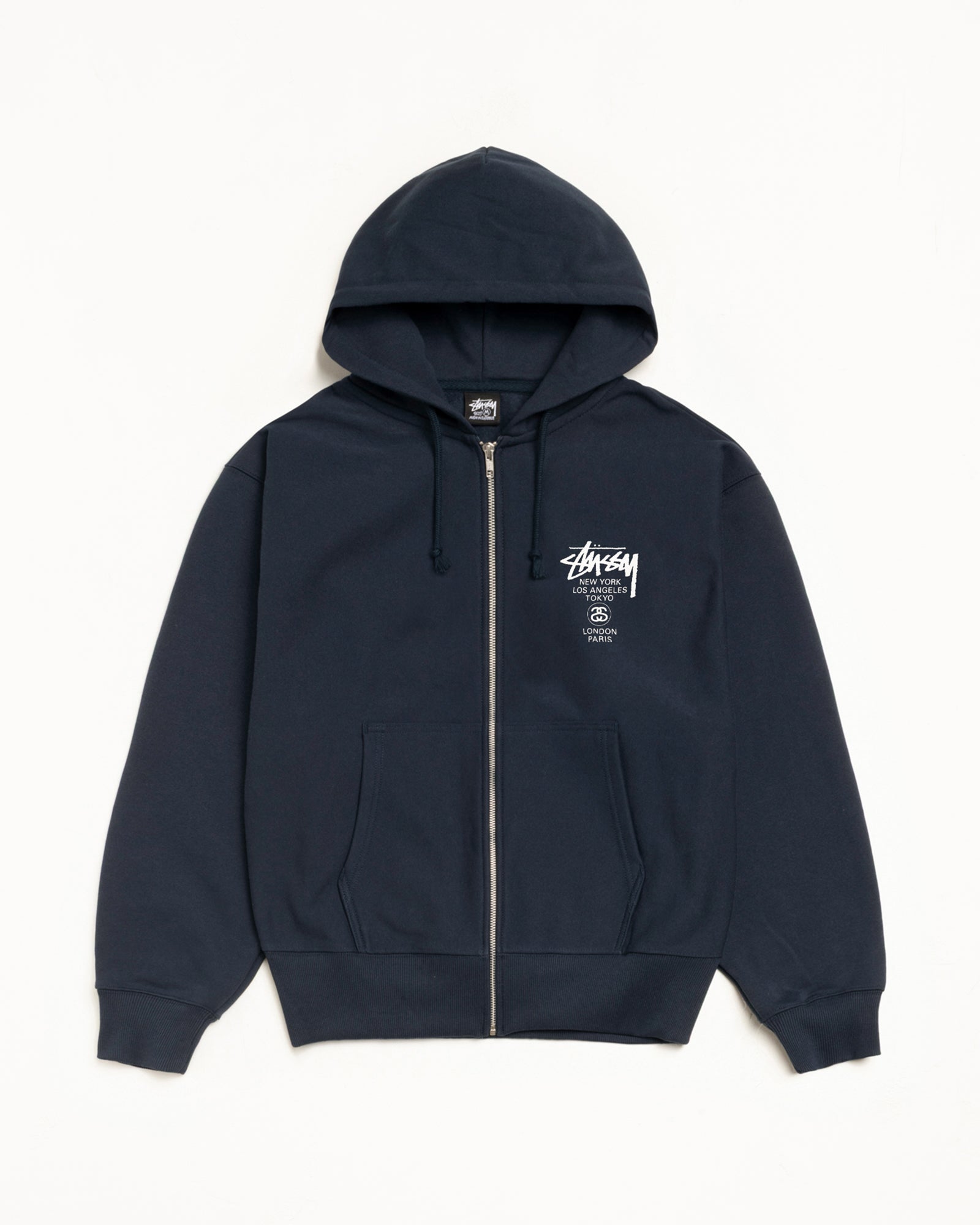 World Tour Zip Hoodie – Navy | Sweats | Stüssy Canada