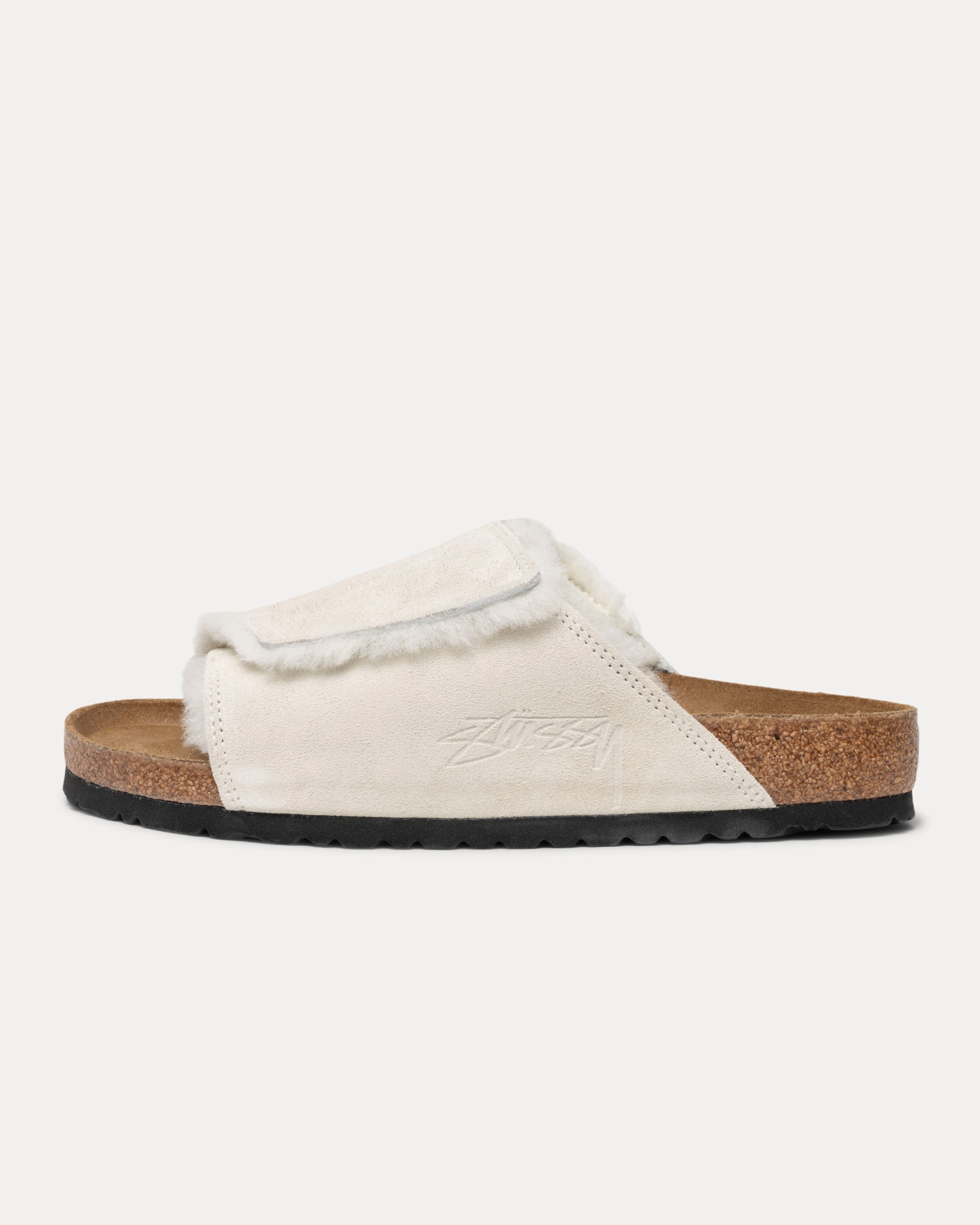 Slide Suede Shearling Stussy Accessories In Bone