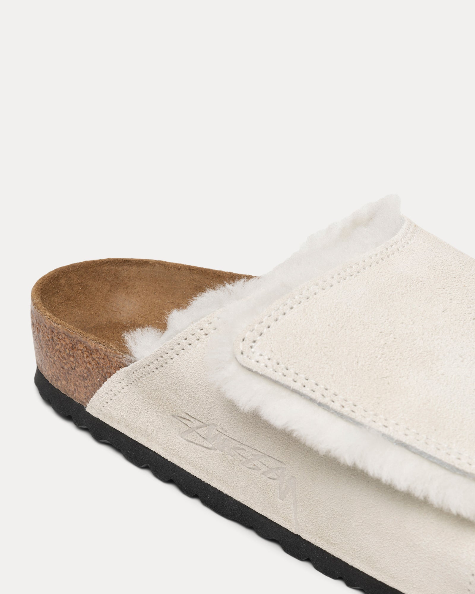 Slide Suede Shearling Stussy Accessories In Bone