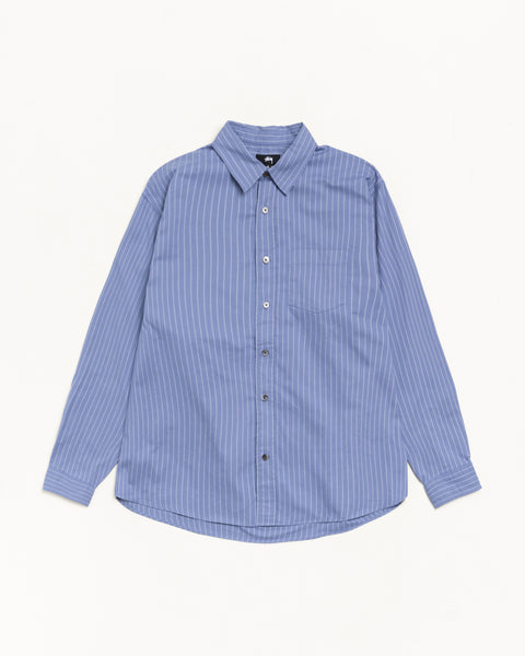 Oxford Ls Shirt Mens Long Sleeve In Blue Stripe