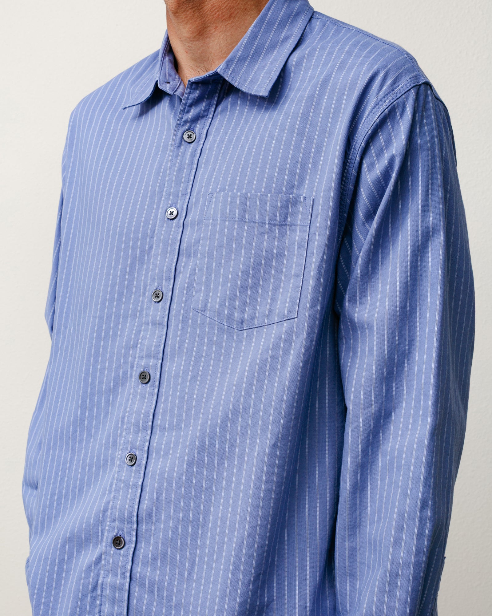 Oxford Ls Shirt Mens Long Sleeve In Blue Stripe
