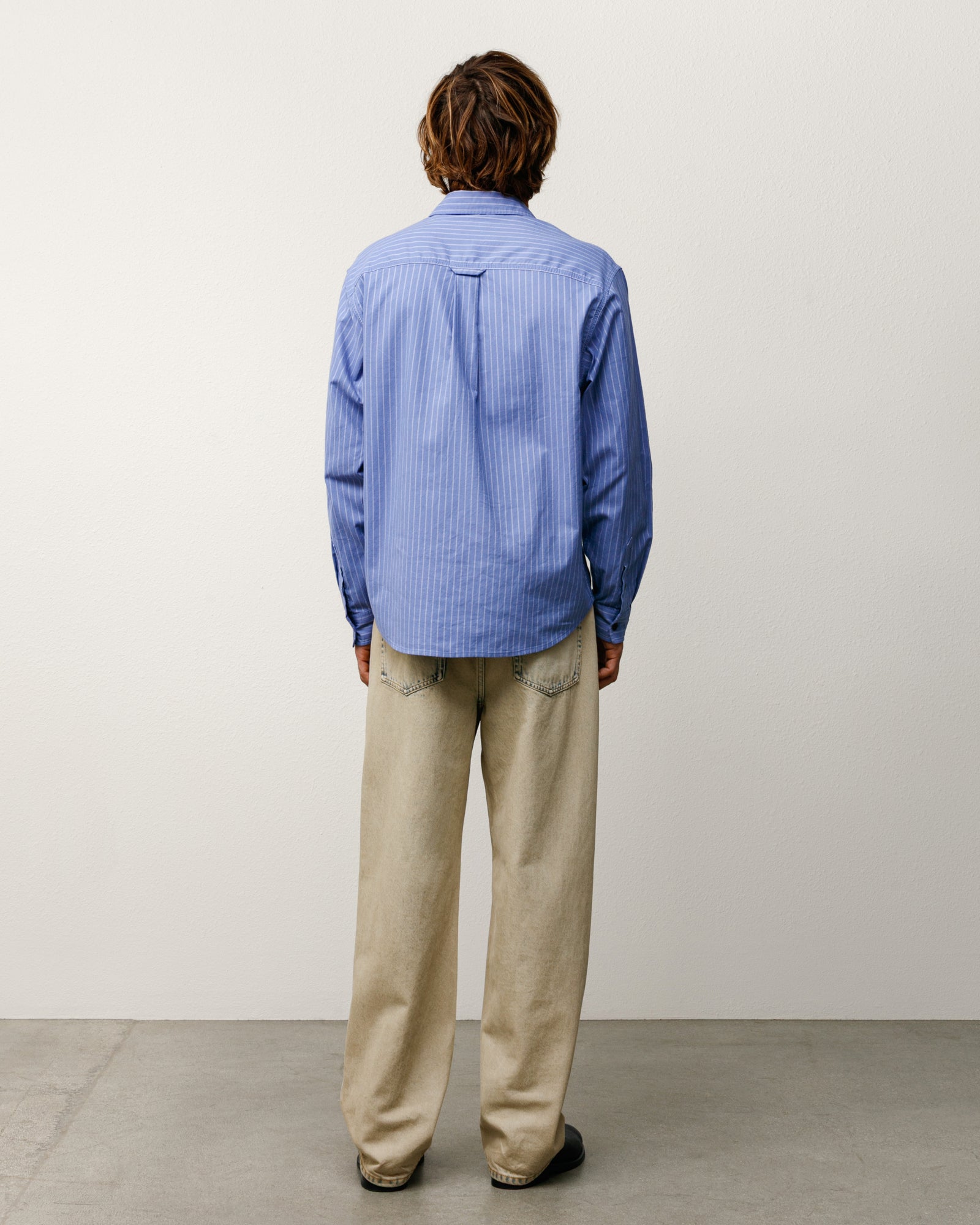 Oxford Ls Shirt Mens Long Sleeve In Blue Stripe