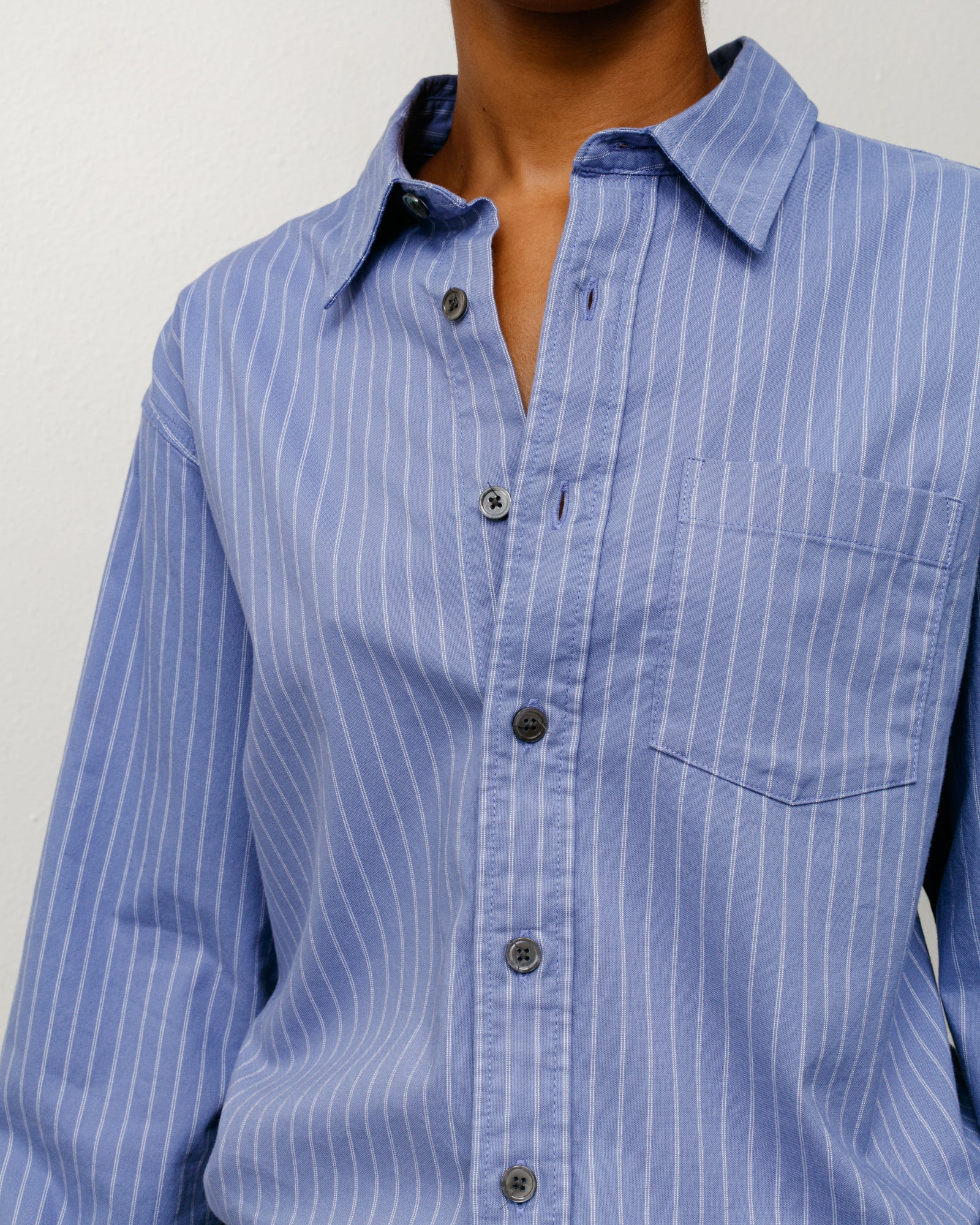 Oxford Ls Shirt Mens Long Sleeve In Blue Stripe