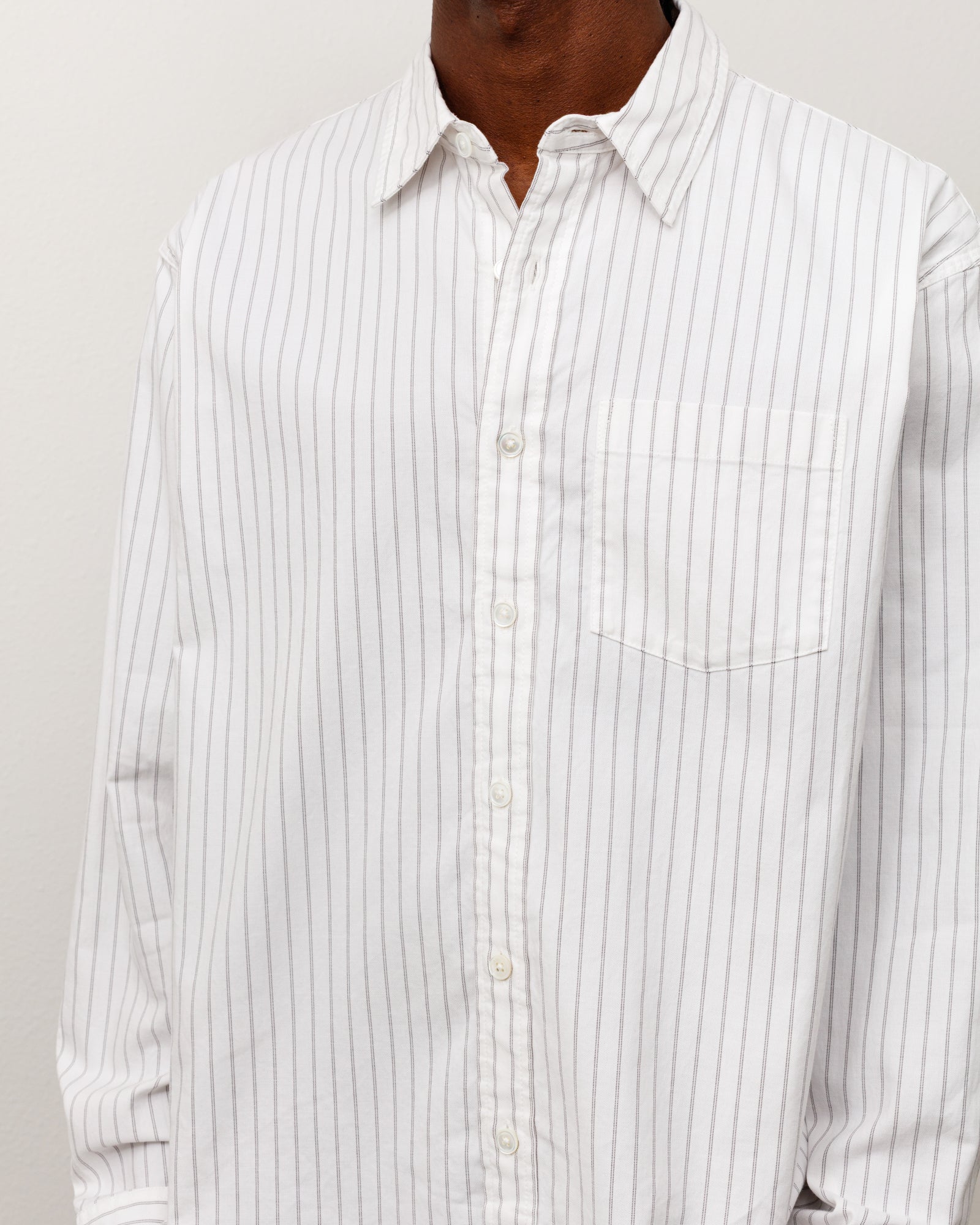 Oxford Ls Shirt Unisex Long Sleeve In Grey Stripe
