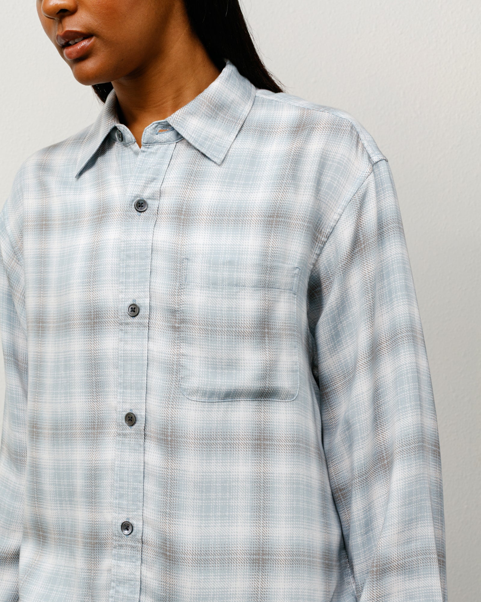 Matthew Plaid Shirt Sd Unisex Long Sleeve In Lt. Blue
