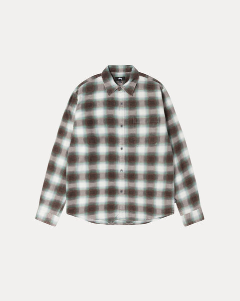 June Plaid Shirt Mens Long Sleeve In Bone