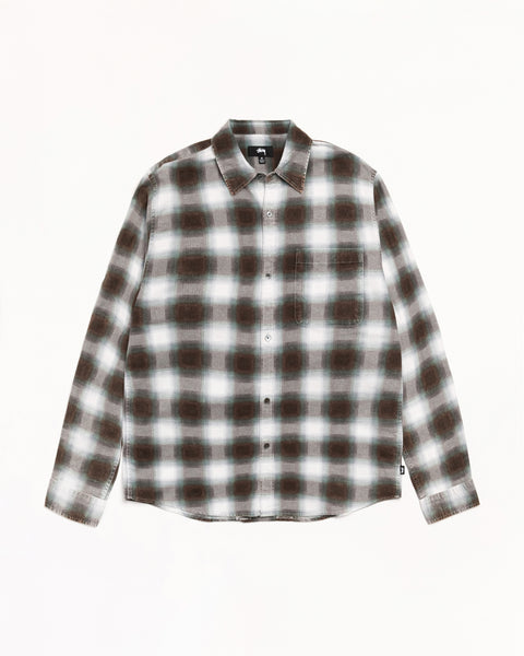 June Plaid Shirt Mens Long Sleeve In Bone