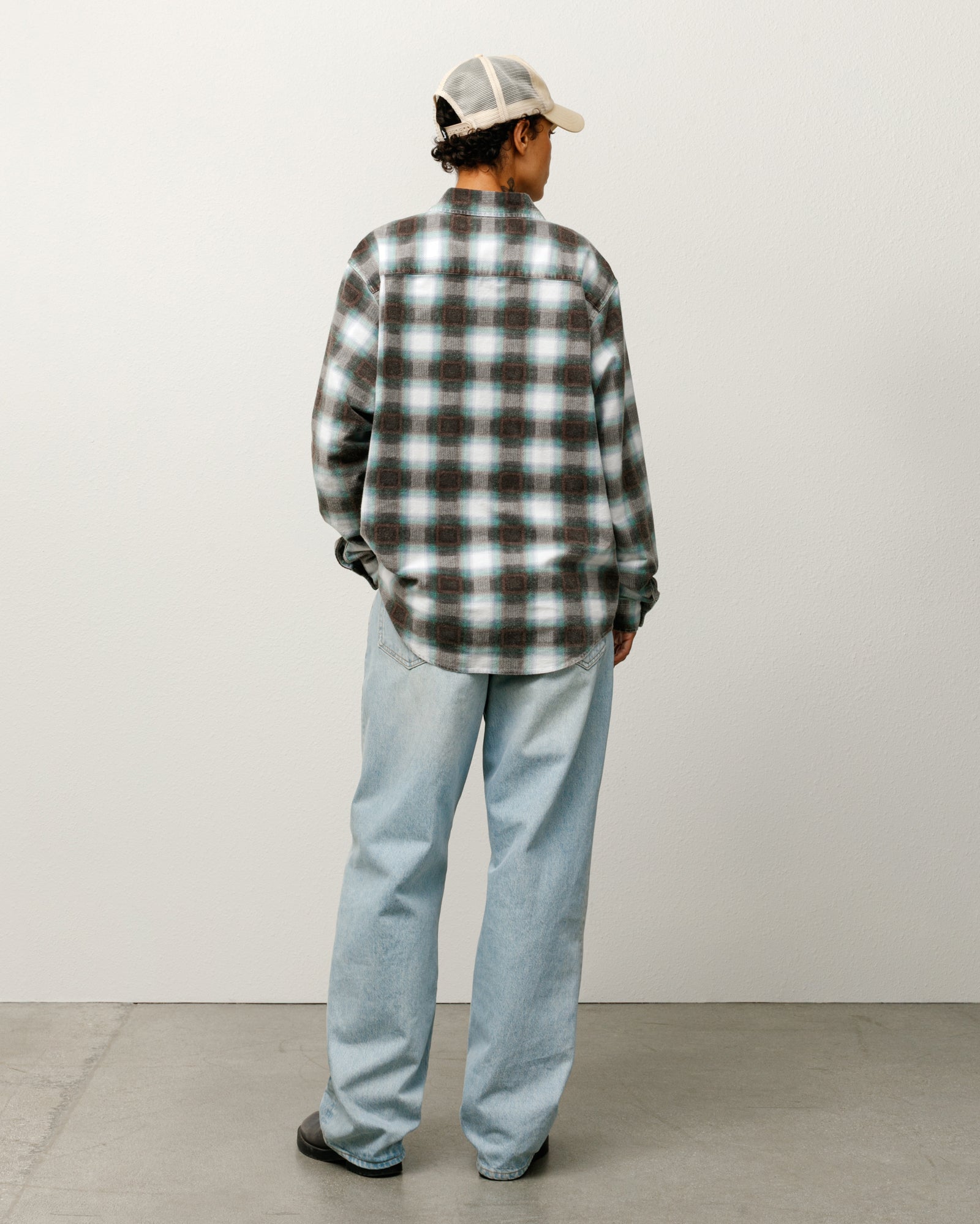 June Plaid Shirt Mens Long Sleeve In Bone