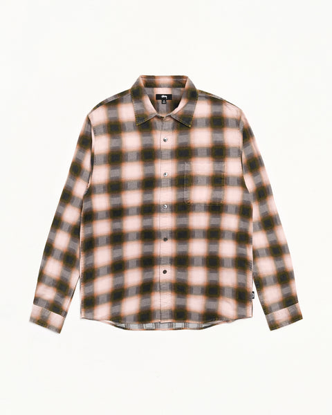 June Plaid Shirt Mens Long Sleeve In Rose