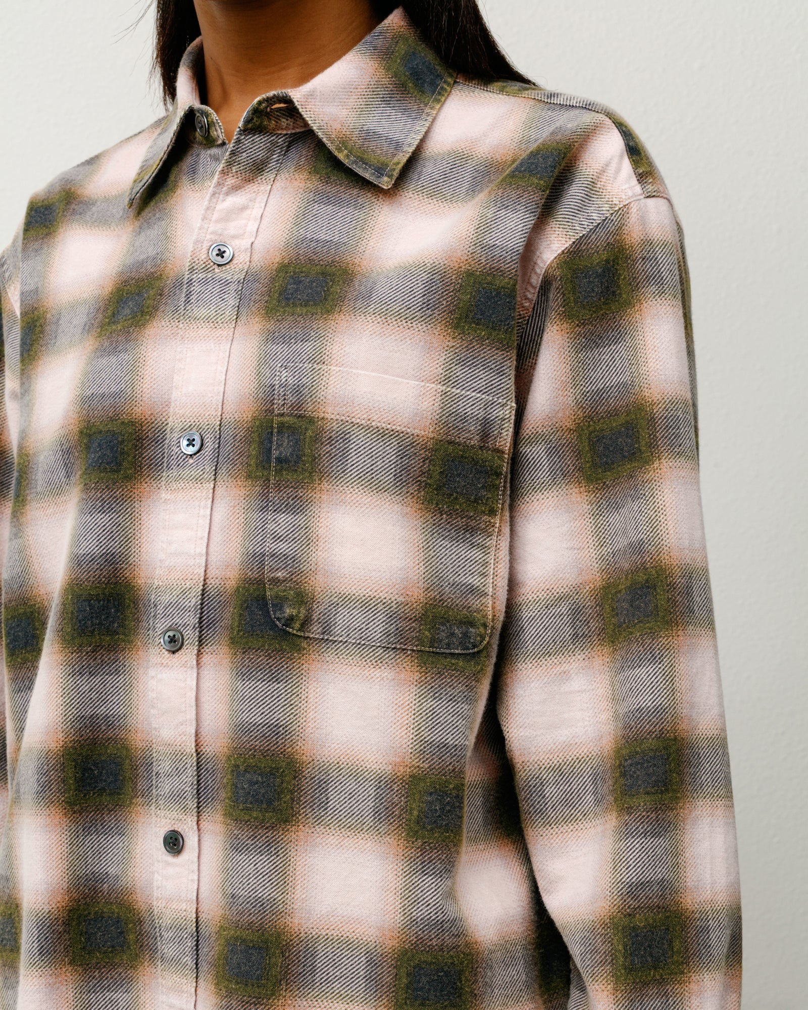 June Plaid Shirt Mens Long Sleeve In Rose