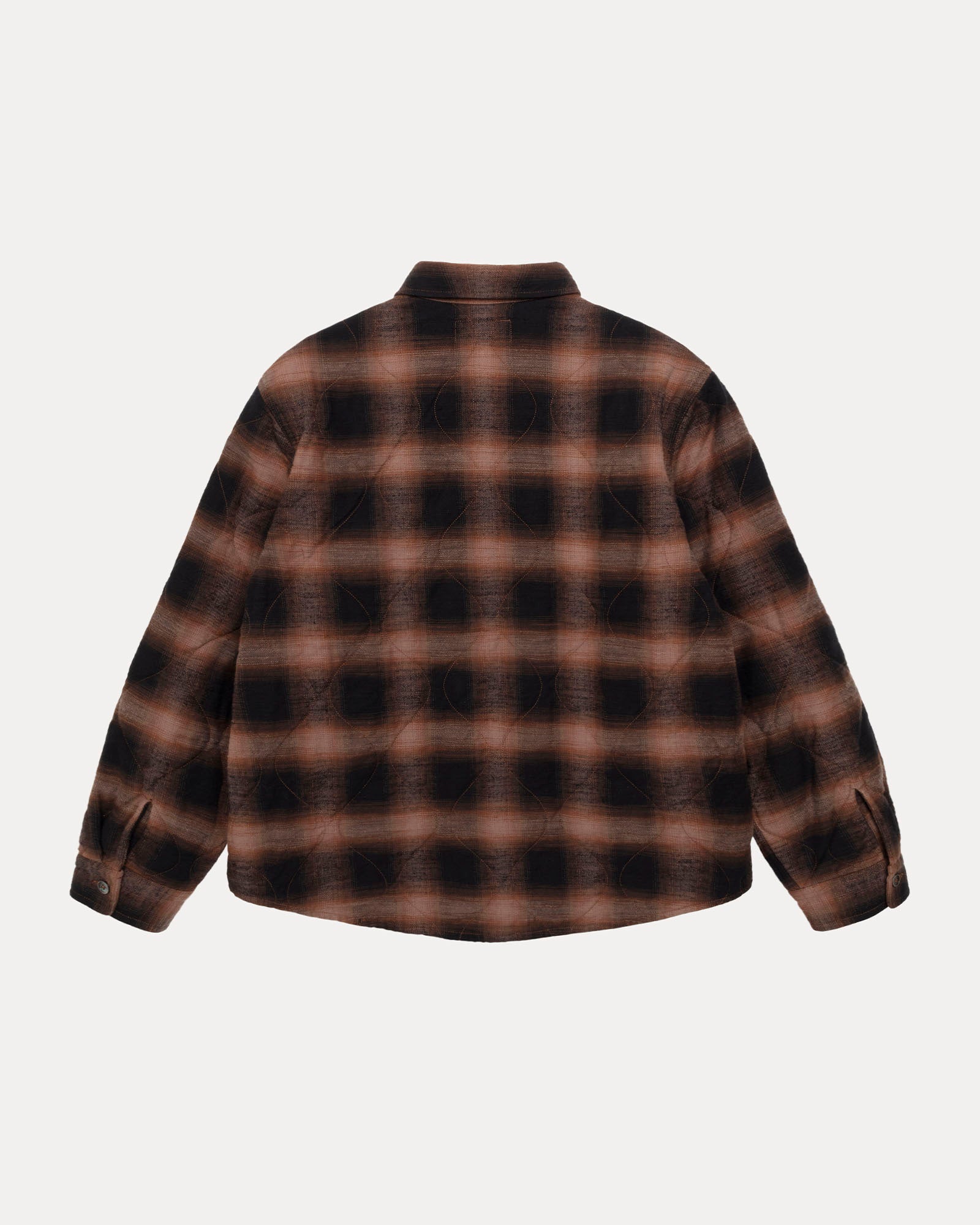 Quilted Plaid Shirt Jacket Mens Long Sleeve In Brown