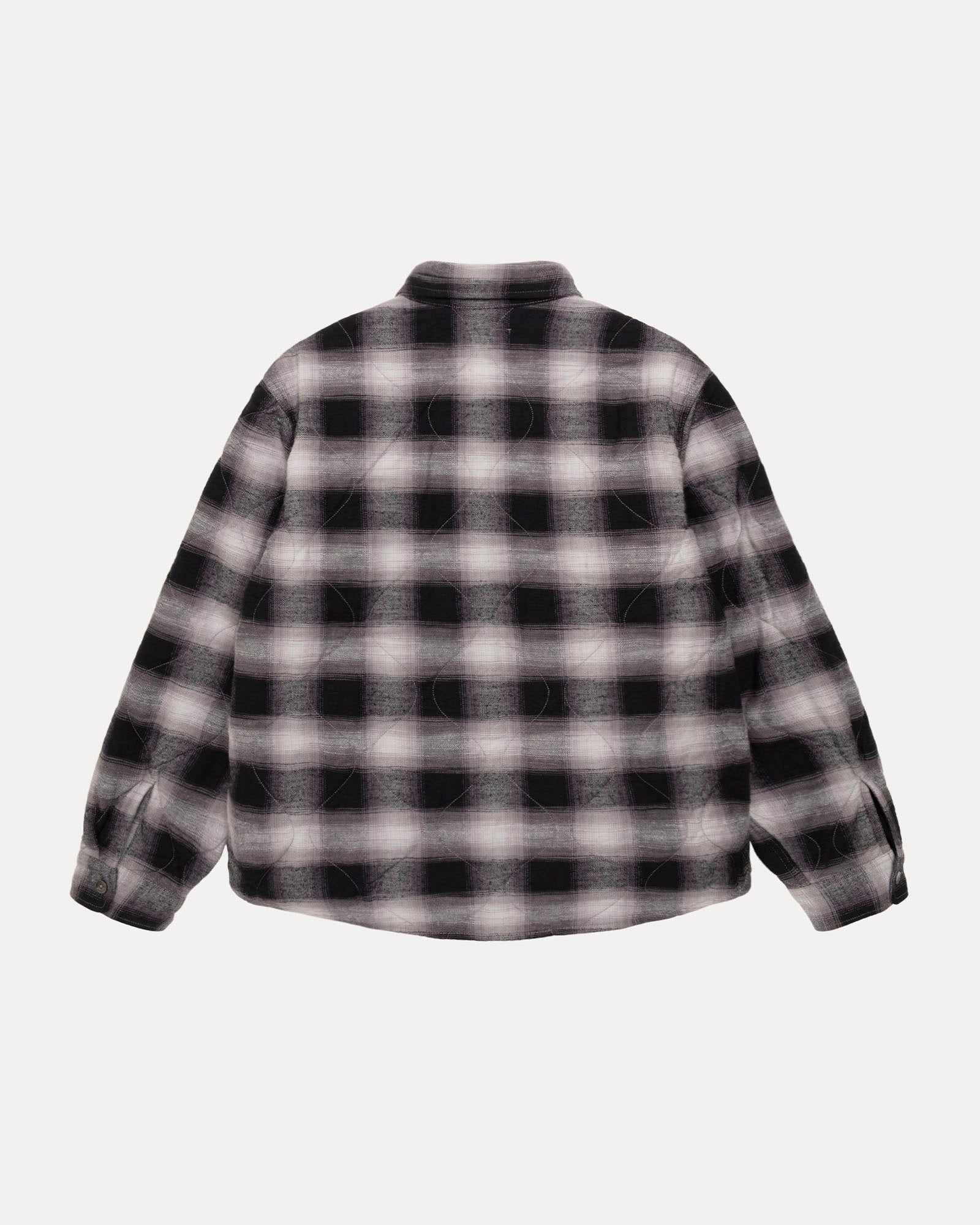 Quilted Plaid Shirt Jacket Mens Long Sleeve In Grey