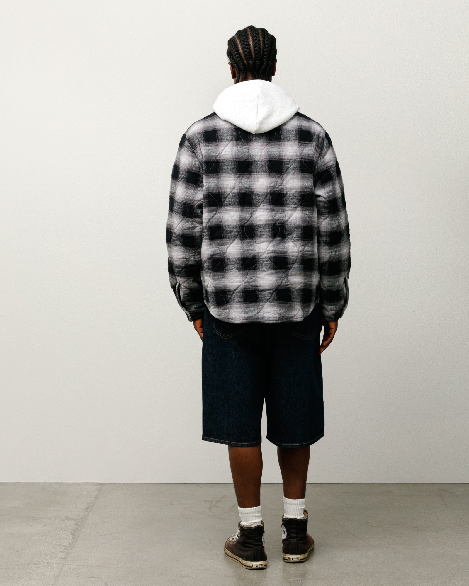 Quilted Plaid Shirt Jacket – Grey | Tops & Shirts | Stüssy Canada