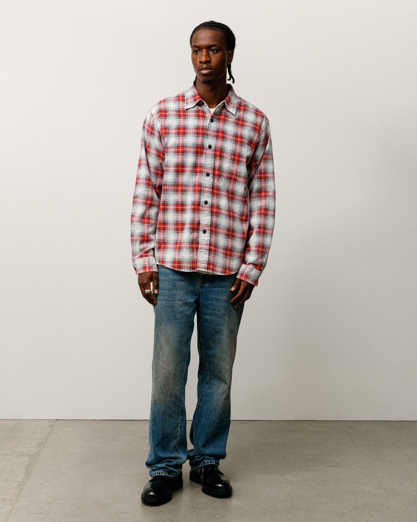 Dax Plaid Shirt Mens Long Sleeve In Red