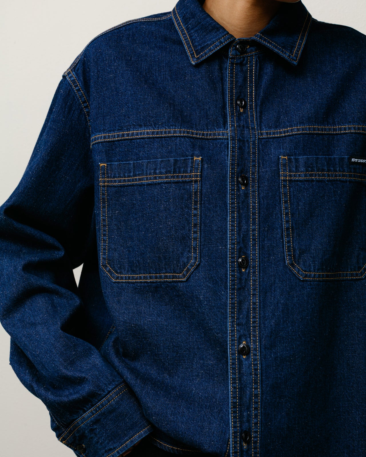 Work Denim Shirt Mens Long Sleeve In Dark Denim