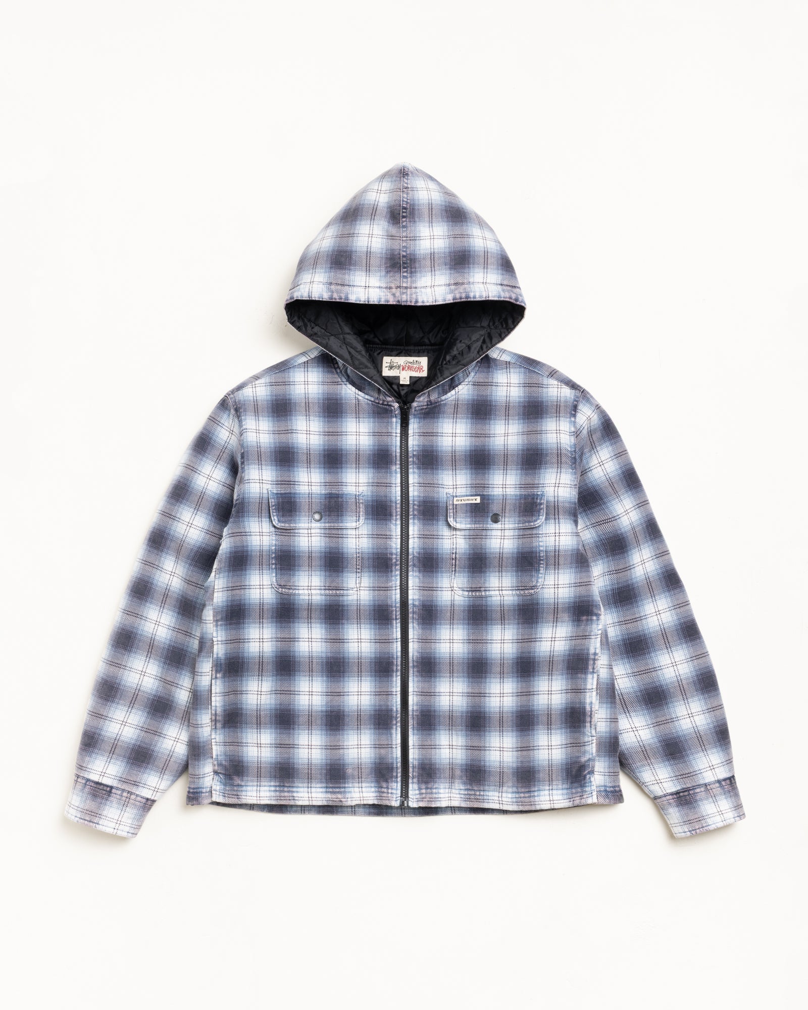 Zip Hooded Plaid Shirt – Blue | Outerwear | Stüssy Canada