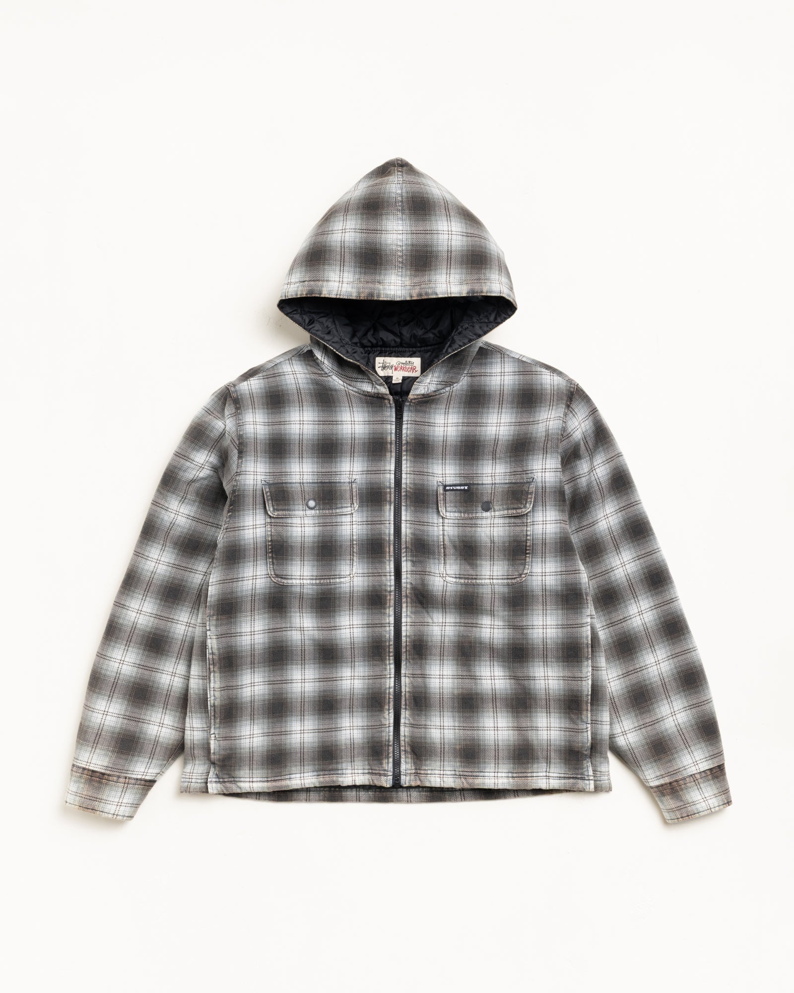 Zip Hooded Plaid Shirt – Charcoal | Outerwear | Stüssy Canada