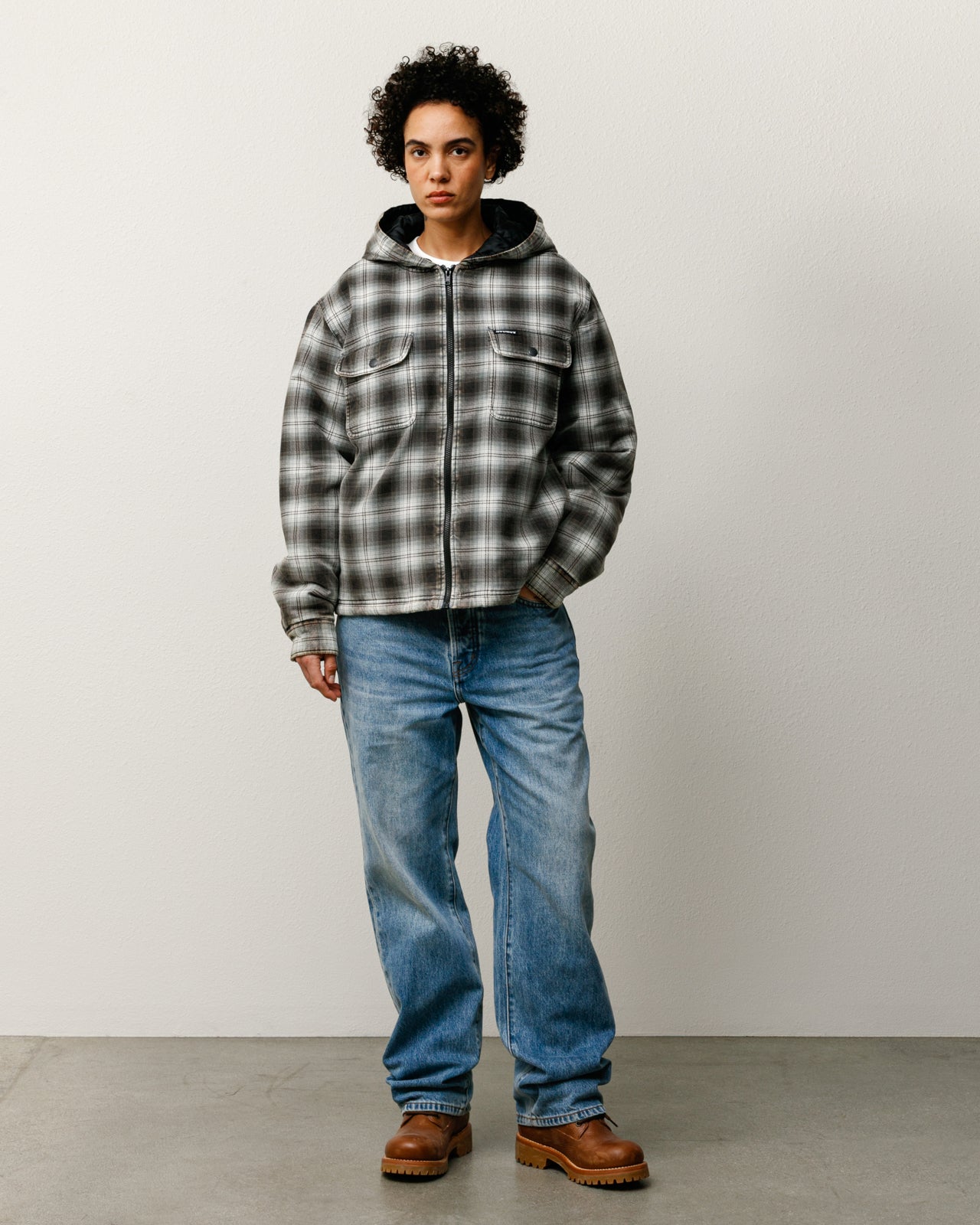 Zip Hooded Plaid Shirt – Charcoal | Outerwear | Stüssy Canada