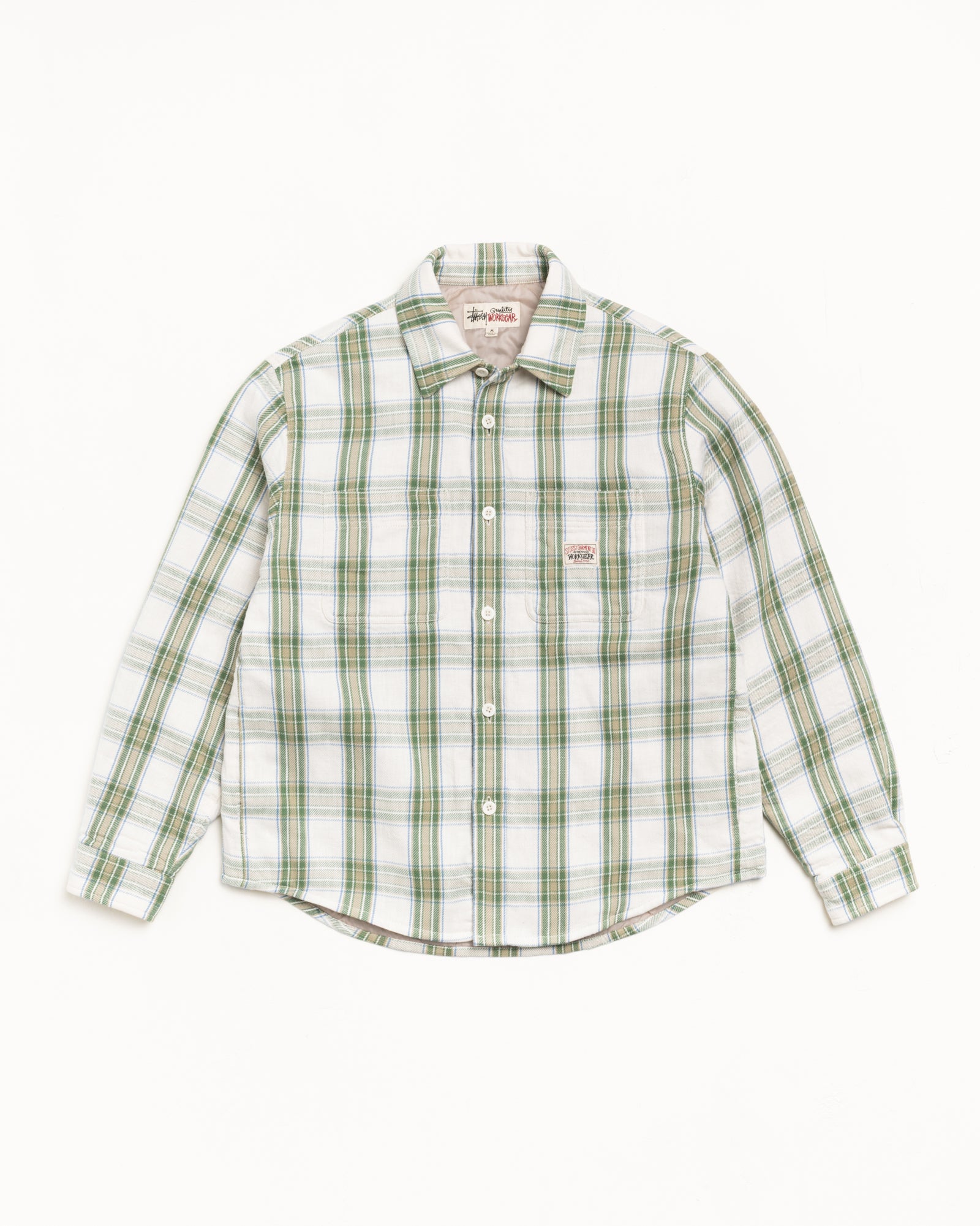 Lau Plaid Shirt Jacket Mens Long Sleeve In Off White