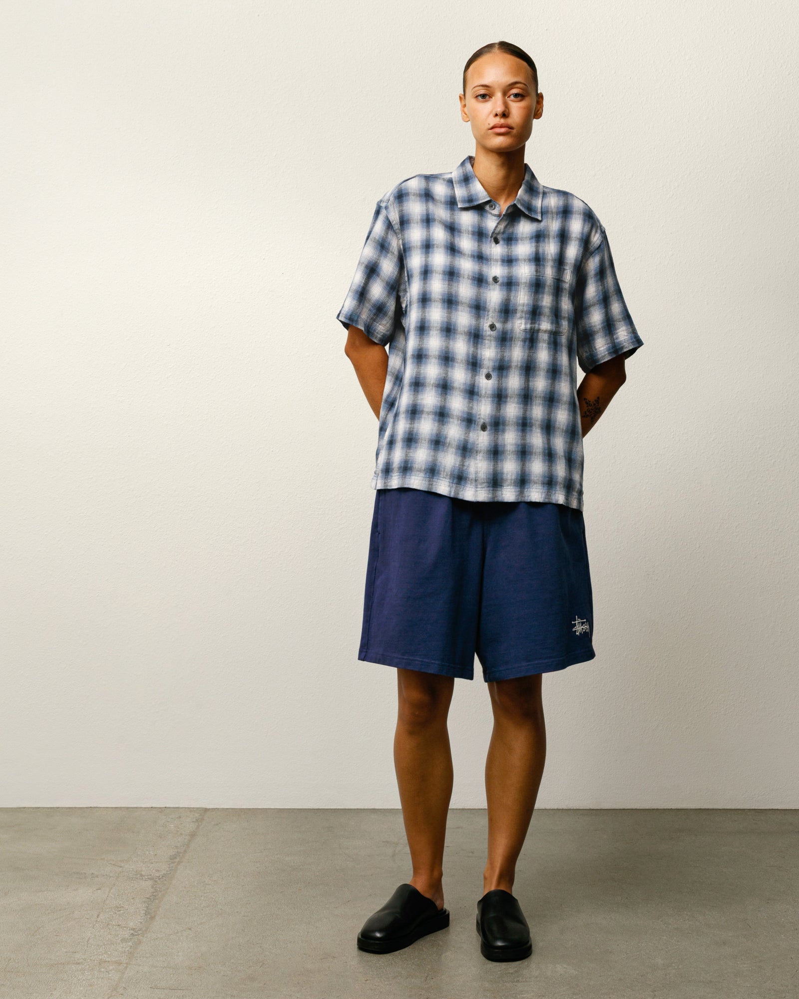 Liam Ss Plaid Shirt Mens Short Sleeve In Blue