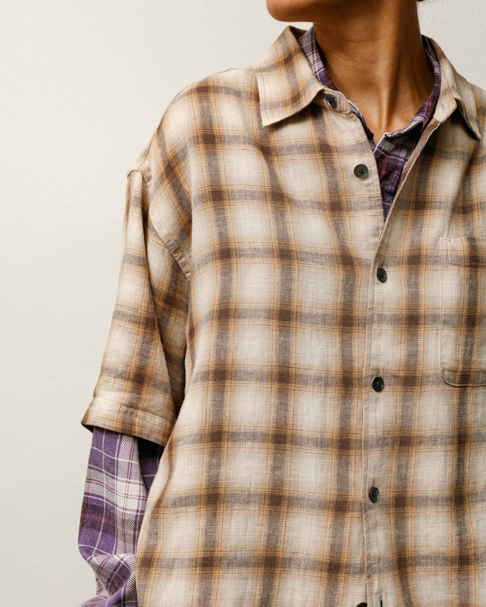 Liam Ss Plaid Shirt Mens Short Sleeve In Brown