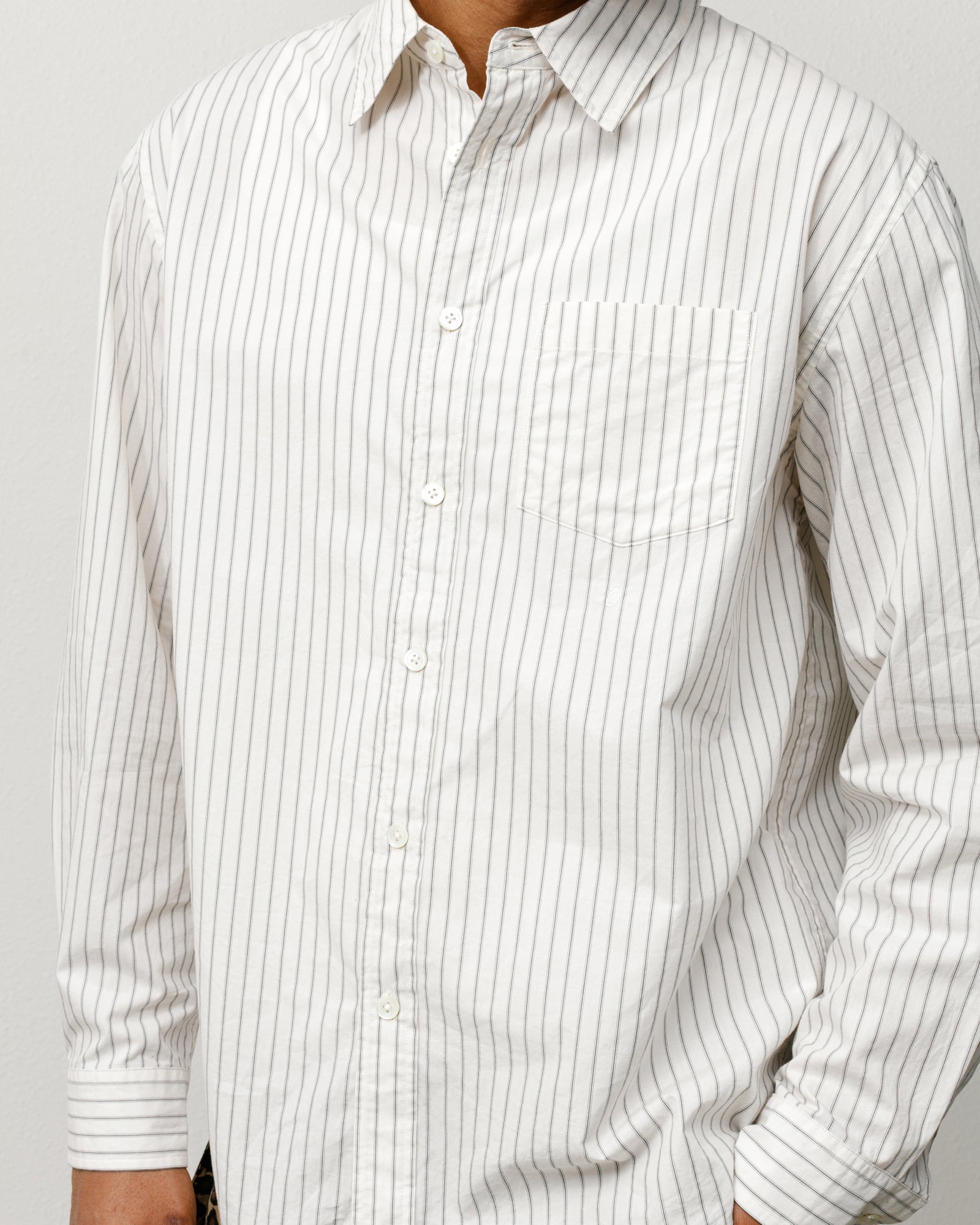 Standard Shirt Unisex Long Sleeve In Natural Stripe