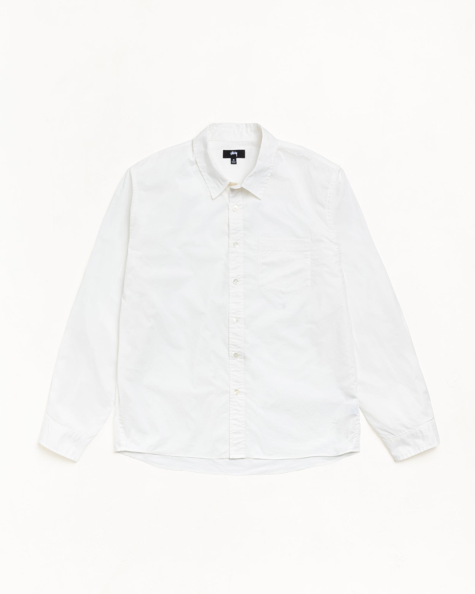 White Button-Up Shirt Unisex Long Sleeve With Chest Pocket