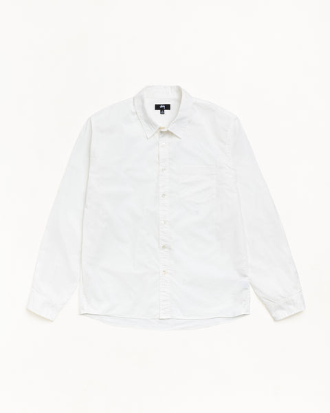 White Button-Up Shirt Unisex Long Sleeve With Chest Pocket