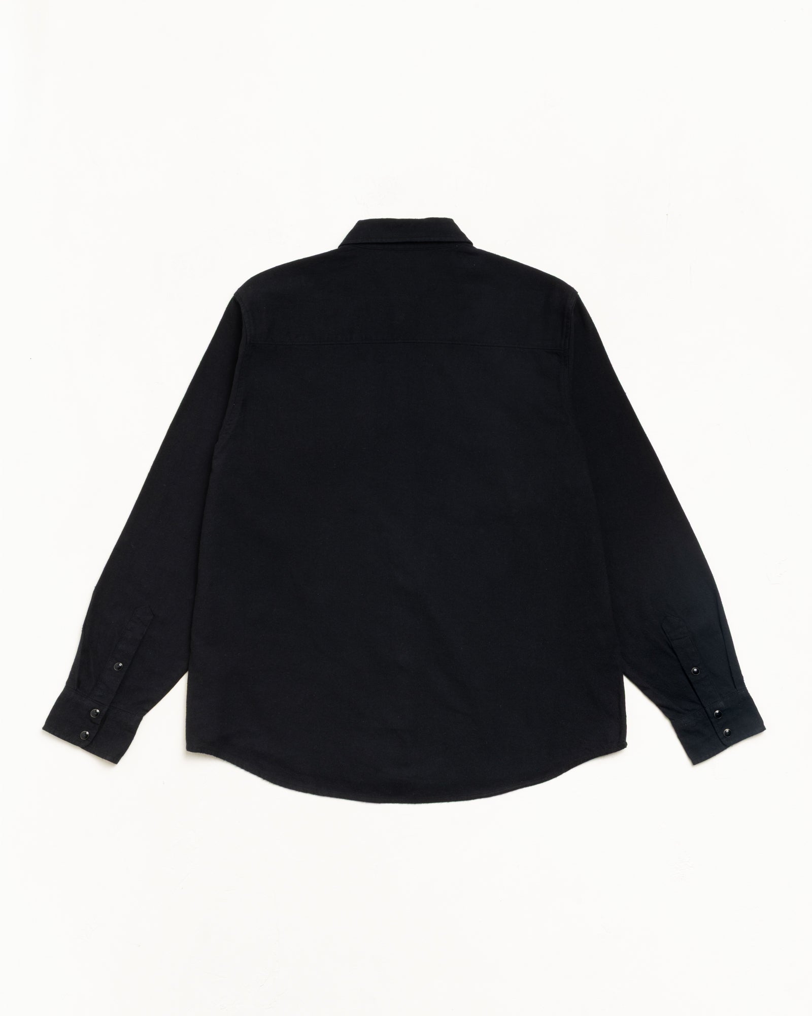 Cotton Silk Western Shirt Unisex Long Sleeve In Black, Back View