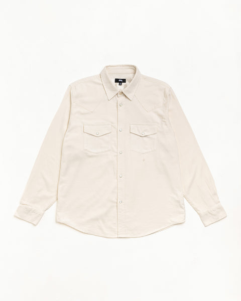 Cotton Silk Western Shirt Unisex Long Sleeve In Off White