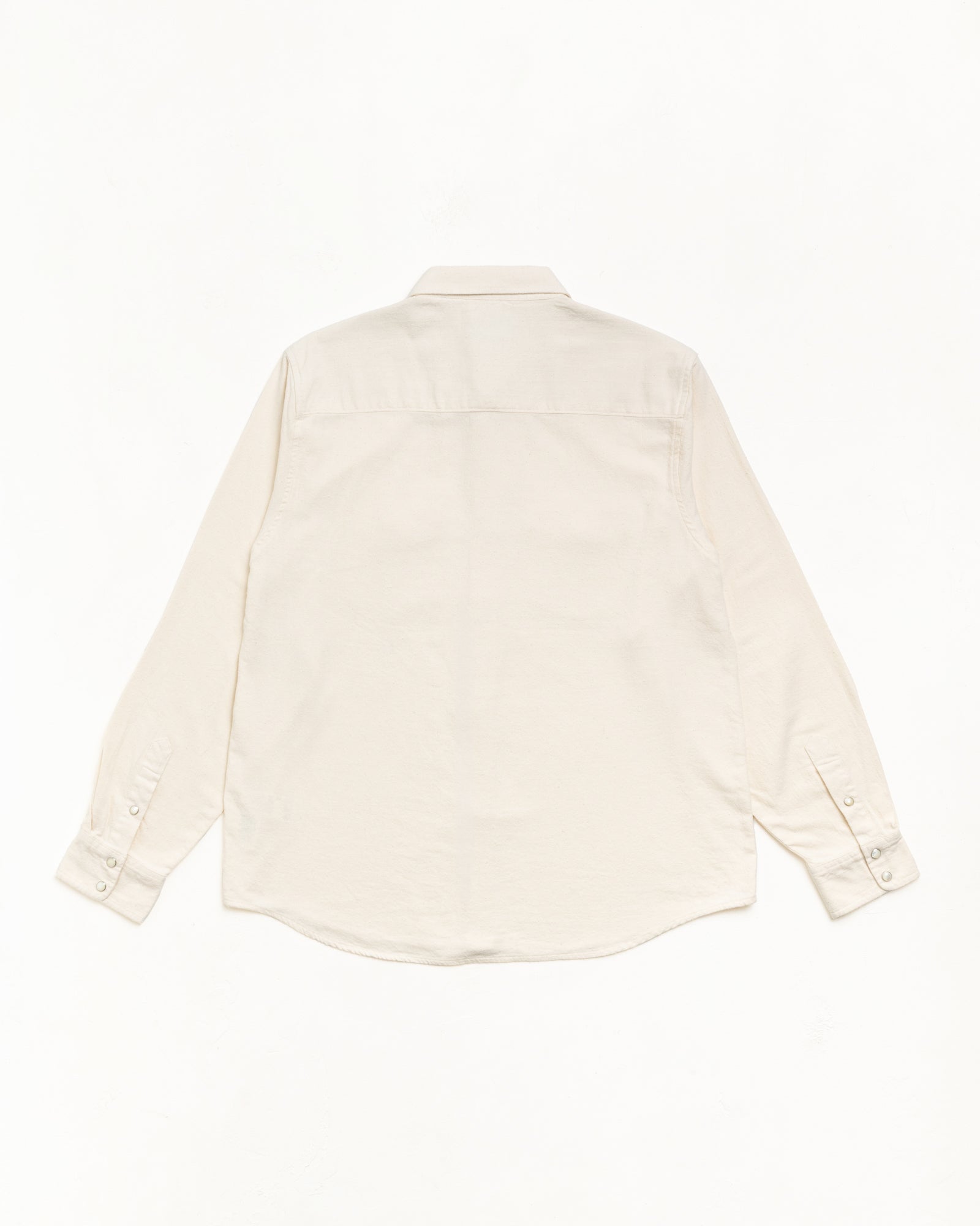 Cotton Silk Western Shirt Long Sleeve Back View In Off White