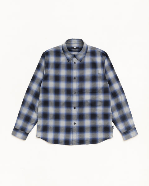 Beach Ombre Plaid Shirt Unisex Long Sleeve In Black