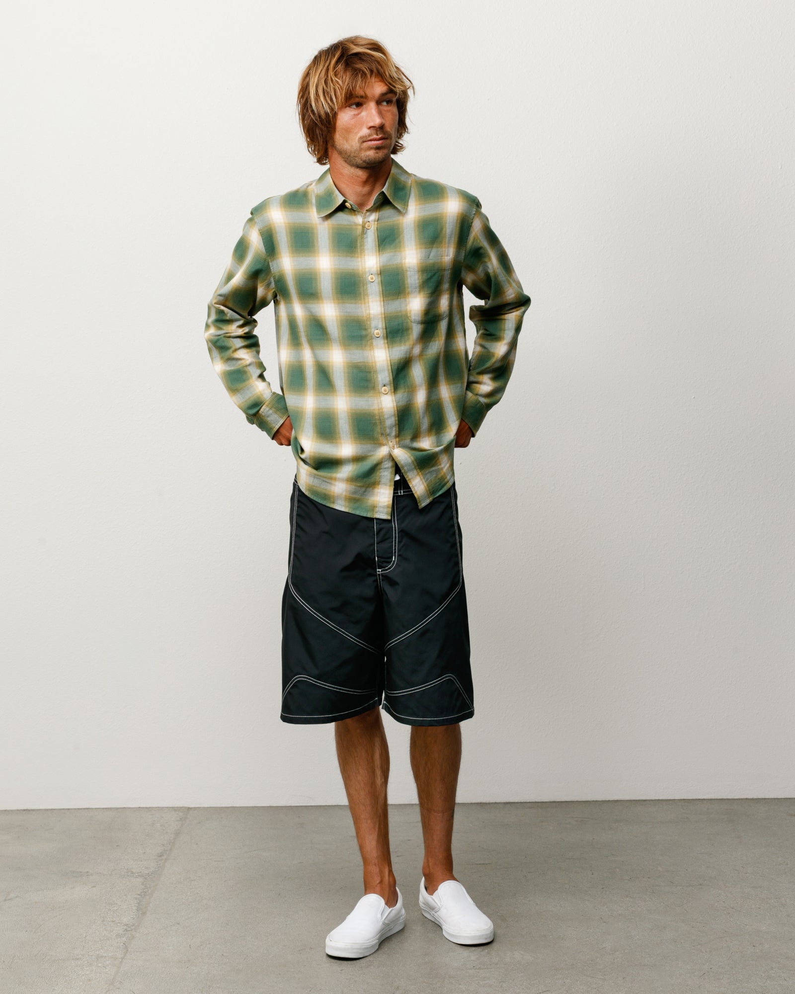 Beach Ombre Plaid Shirt – Green | Tops & Shirts | Stüssy Canada