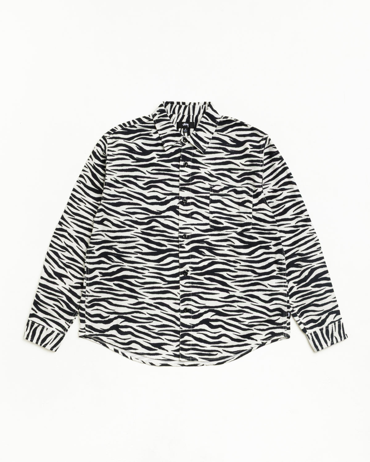 Animal Print Flannel Shirt Unisex Long Sleeve In Zebra