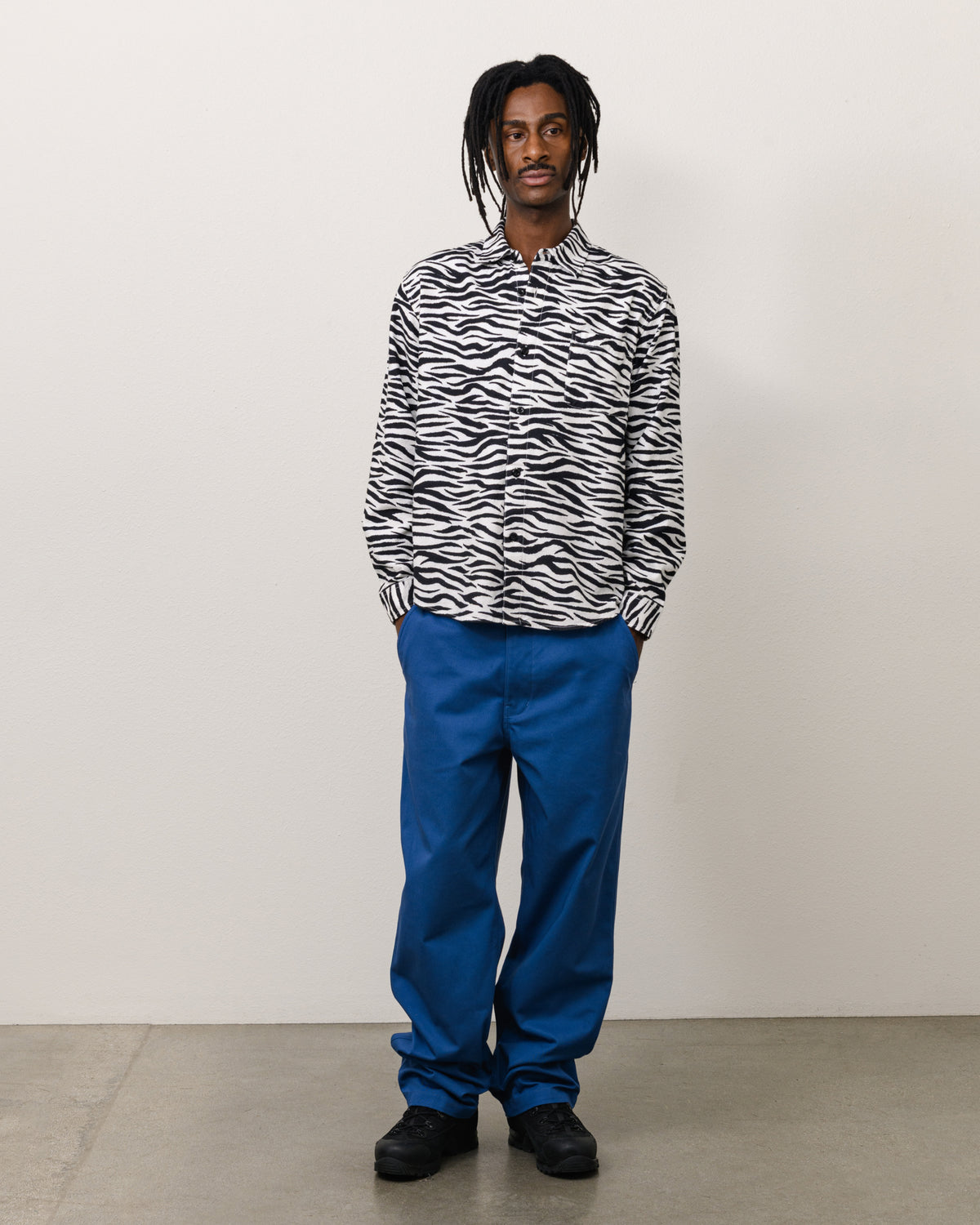 Animal Print Flannel Shirt Unisex Long Sleeve In Zebra