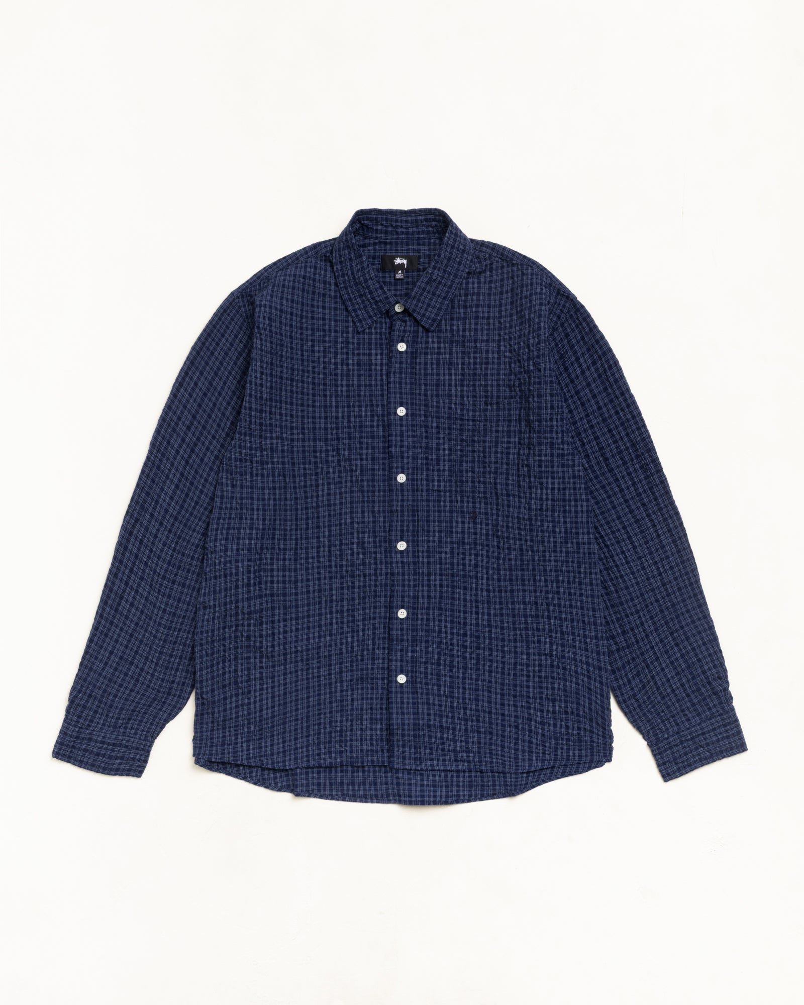 Standard Crinkle Shirt - Navy Check | Tops & Shirts | Stüssy Canada