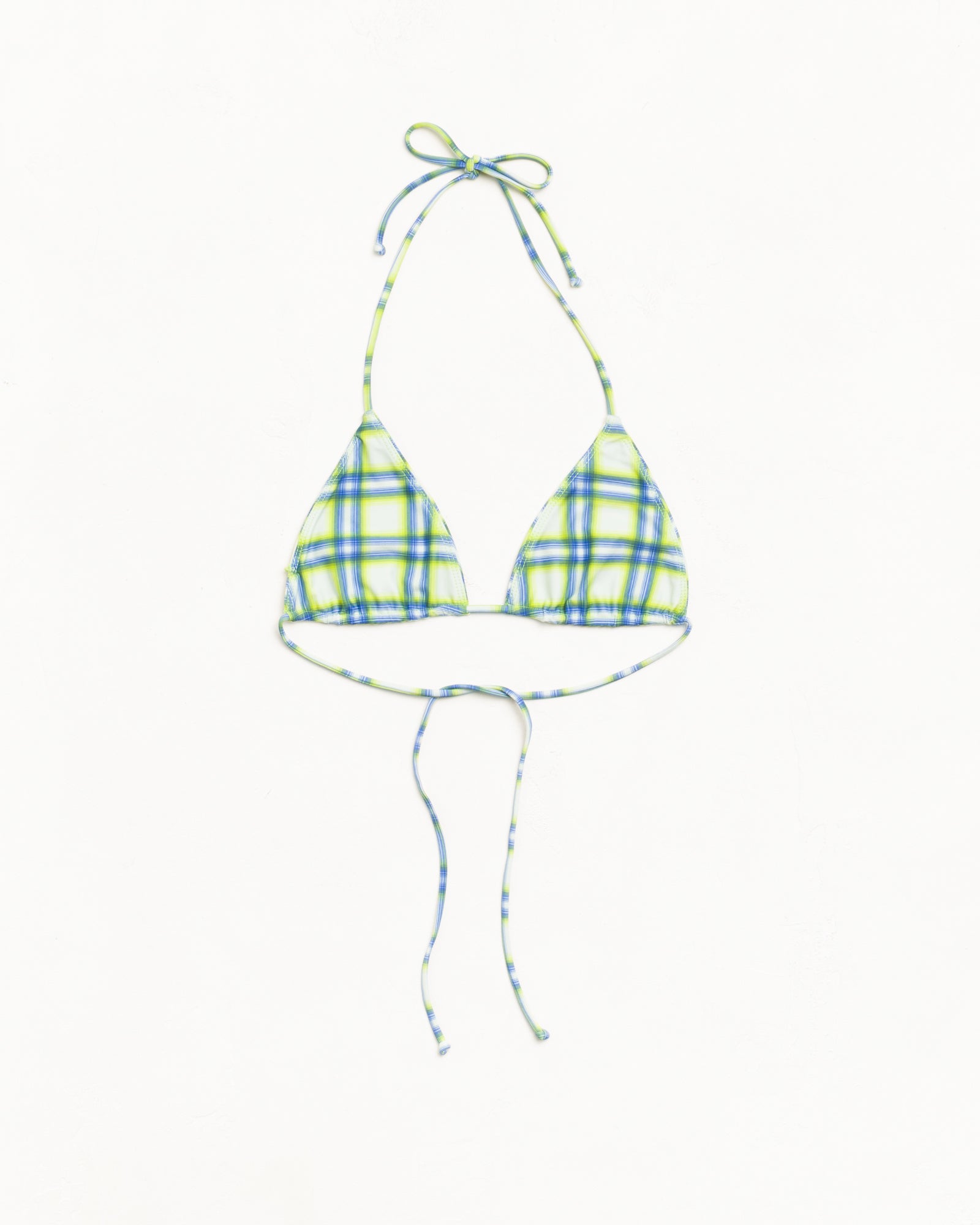 Triangle Bikini Top Womens Sleeveless In Green Plaid