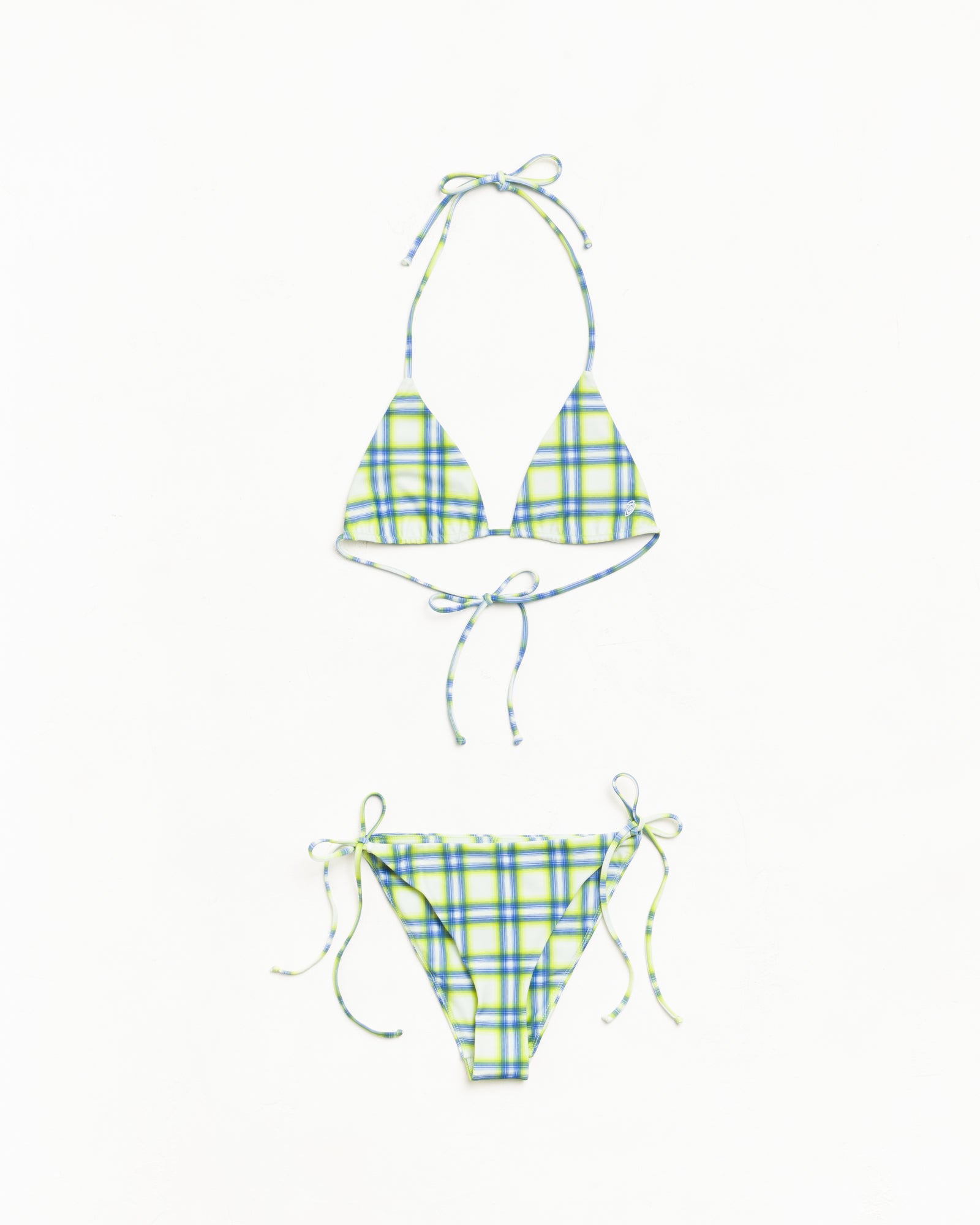 Triangle Bikini Top Womens Sleeveless In Green Plaid