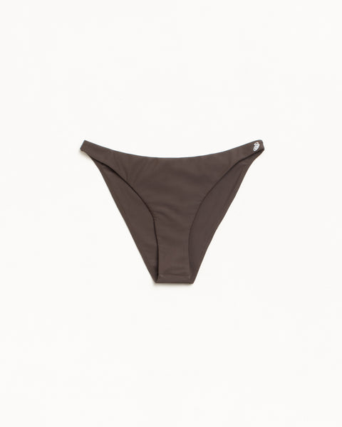 Bikini Bottom Swim in the colour Brown featuring a rubberized Stüssy swirly S logo
