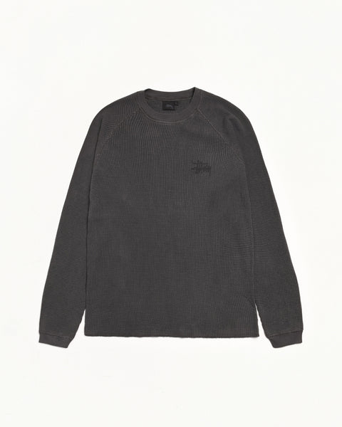 Raglan Thermal Basic Stock Mens Long Sleeve In Washed Black