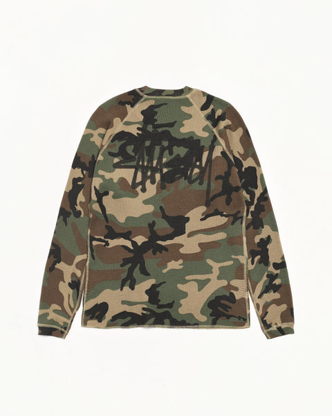 Raglan Thermal Basic Stock Mens Long Sleeve In Woodland Camo
