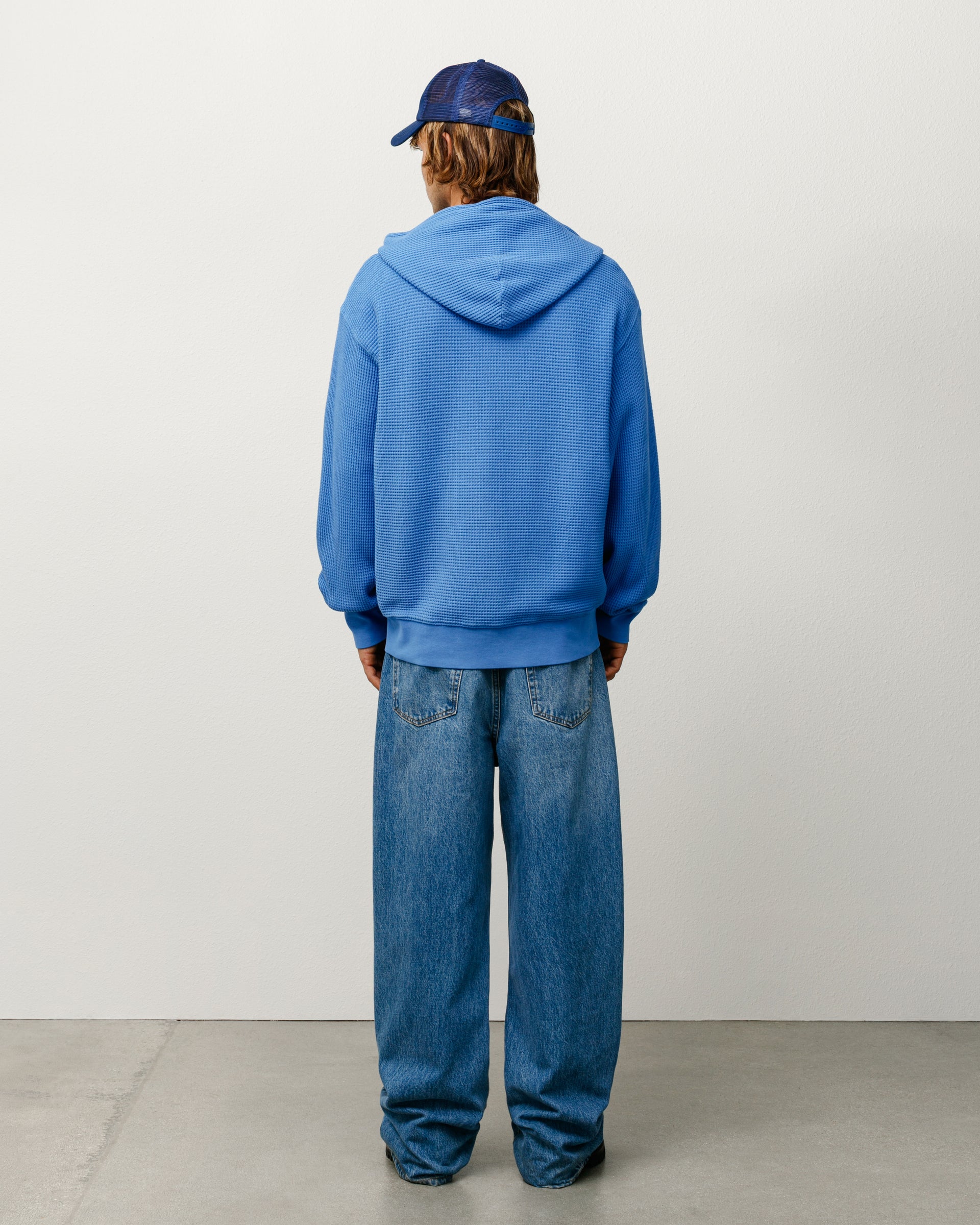 DOUBLE LAYER WAFFLE ZIP HOODIE